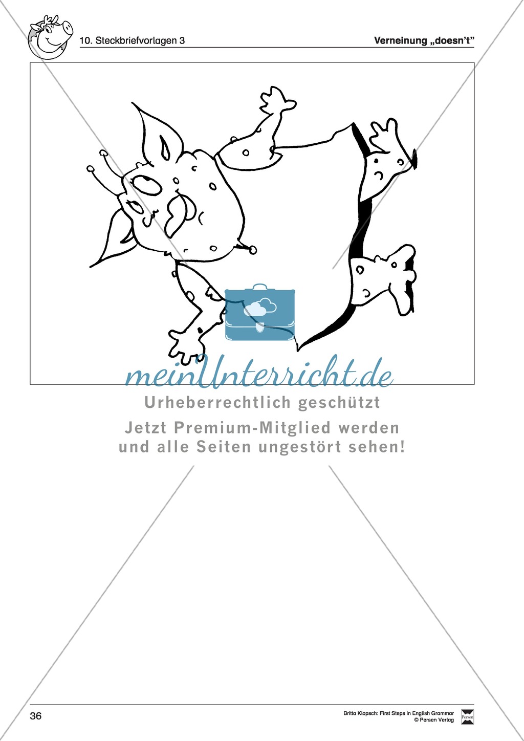 Verneinung "doesn't" des Simple Presents: Hinweise + Aufgabenstellung + Arbeitsblättern + Lösungen Preview 18