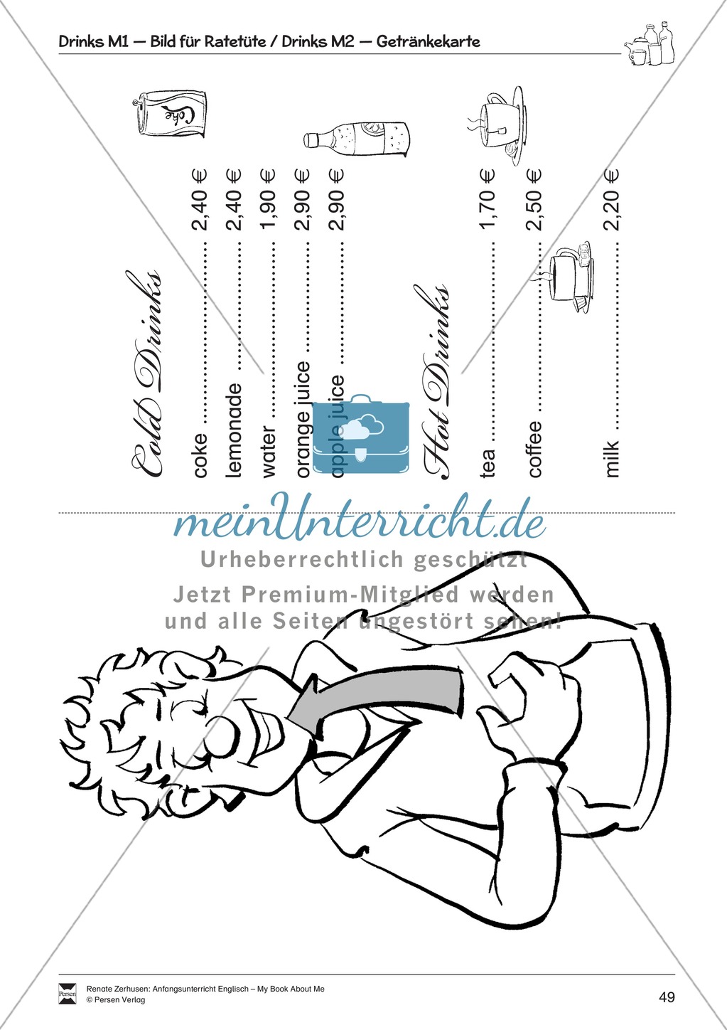 Drinks vocabulary: Worksheets on drinks (Binnendifferenziert) Preview 5