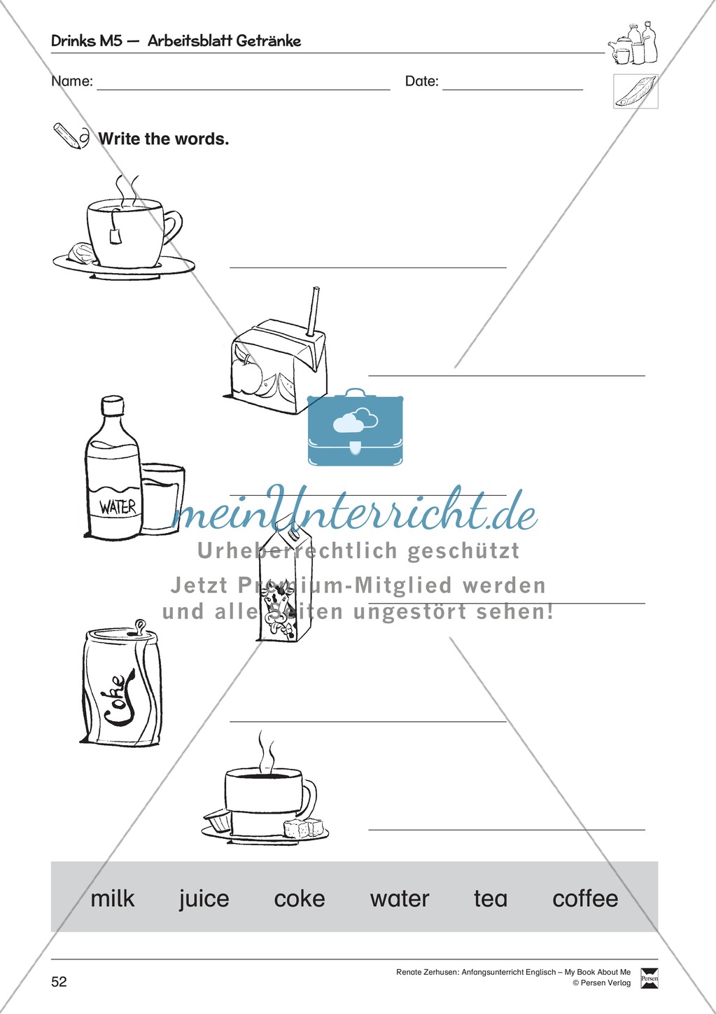 Drinks vocabulary: Worksheets on drinks (Binnendifferenziert) Preview 8