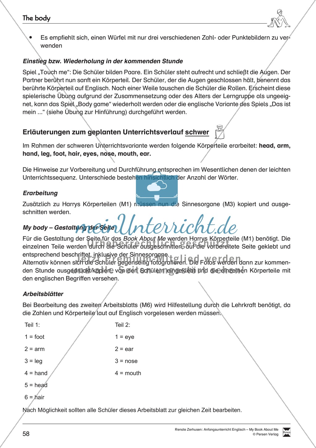 The body vocabulary: Worksheets on the body (Binnendifferenziert) Preview 4