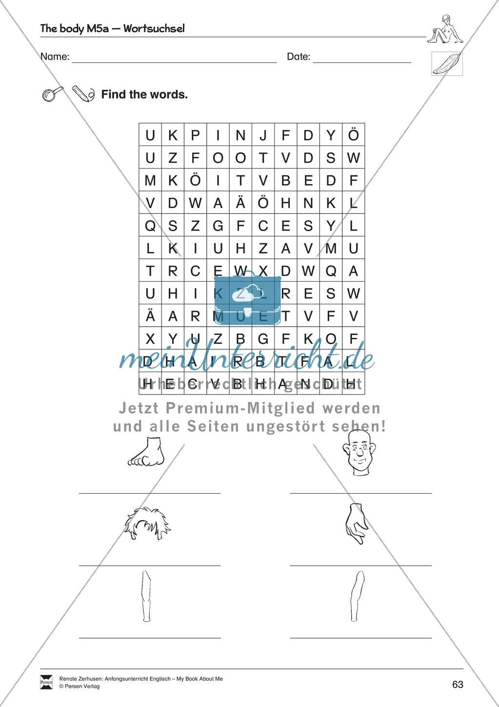 The body vocabulary: Worksheets on the body (Binnendifferenziert) Preview 9