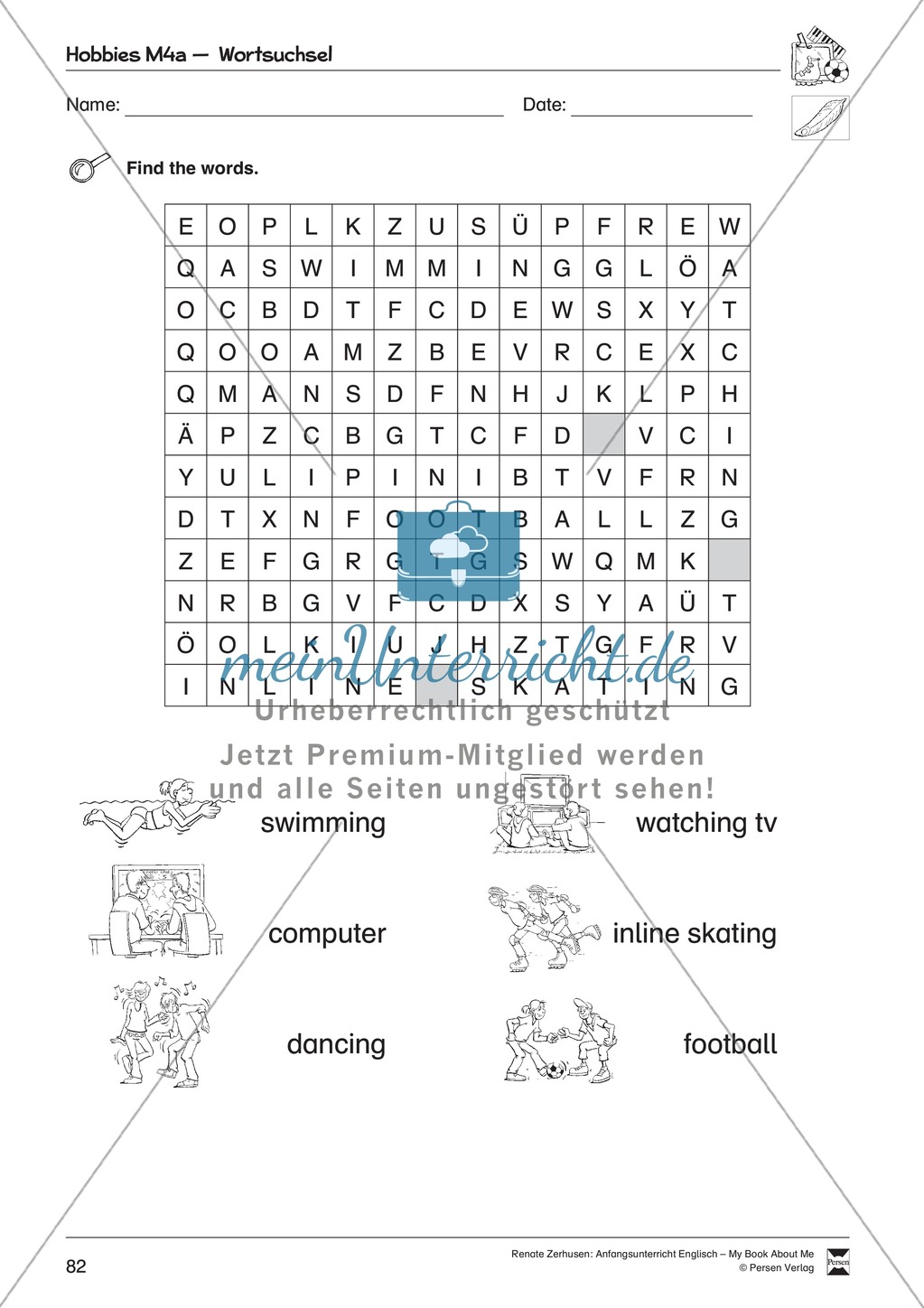 Hobbies vocabulary: Worksheets on hobbies (Binnendifferenziert) Preview 7