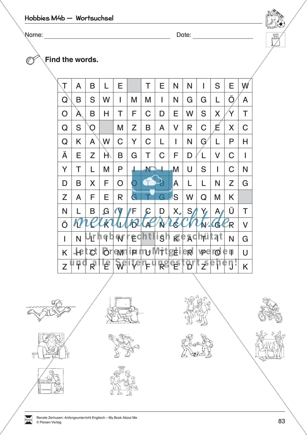 Hobbies vocabulary: Worksheets on hobbies (Binnendifferenziert) Preview 8