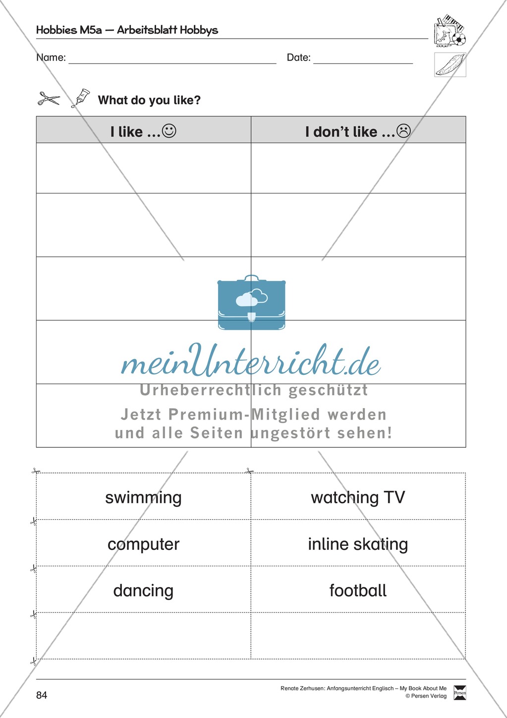 Hobbies vocabulary: Worksheets on hobbies (Binnendifferenziert) Preview 9
