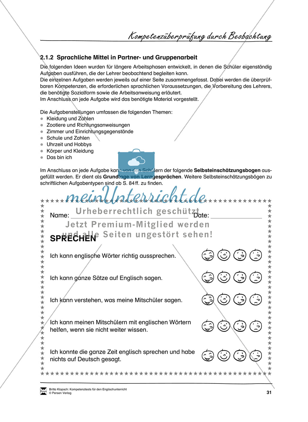 Kompetenzüberprüfung durch Beobachtung: Sprachliche Mittel in Partner- und Gruppenarbeit: Erklärung + Kopiervorlagen Preview 1