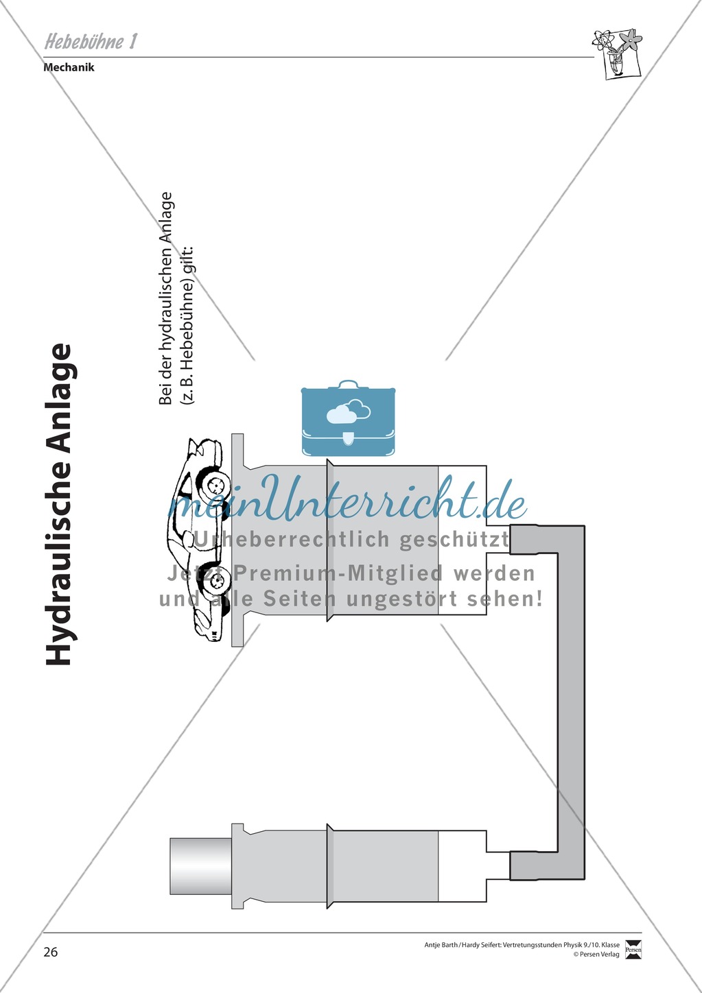 Hebebühne - Beispiele für hydraulische Anlagen + Werte berechnen Preview 1