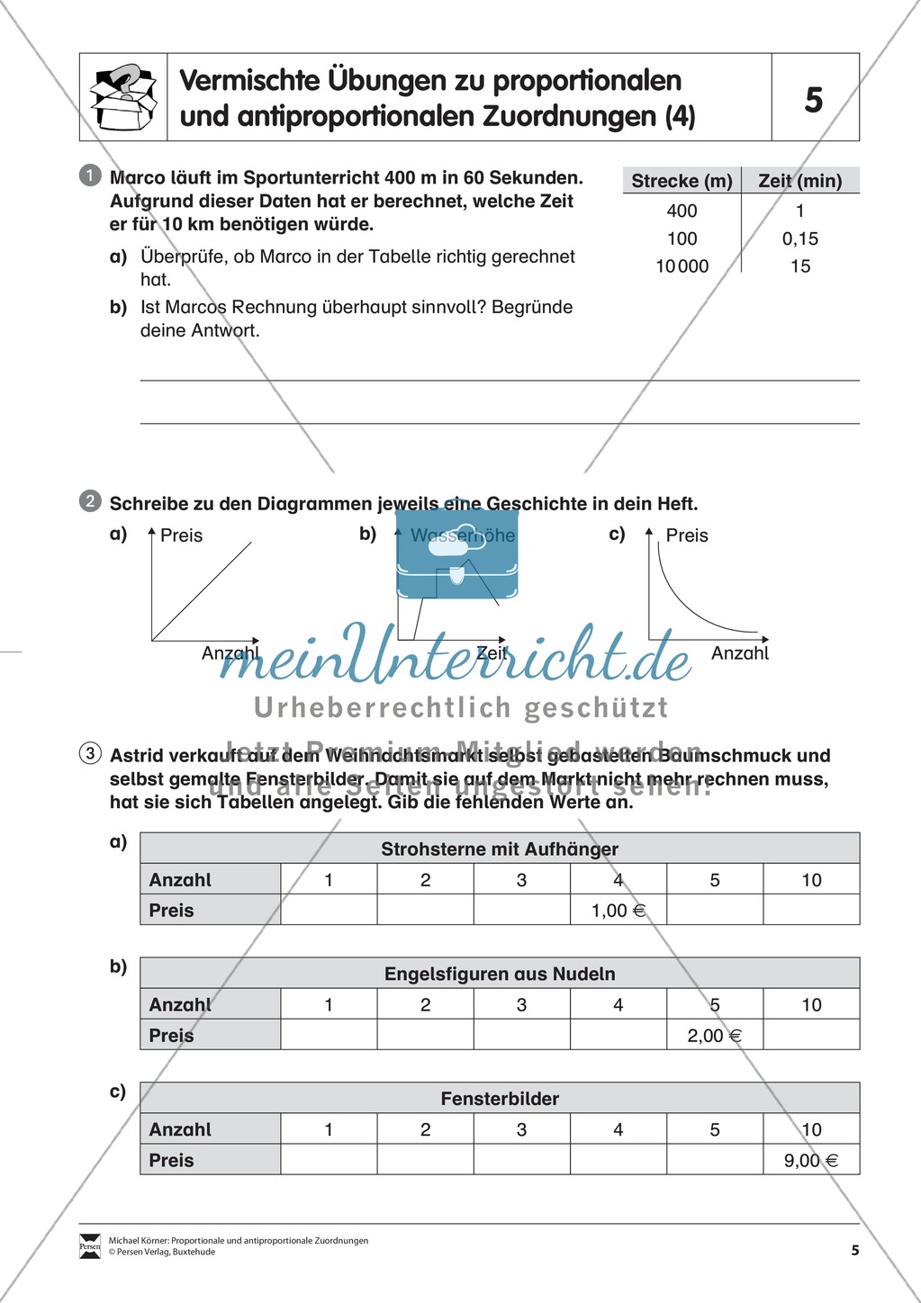 Verschiedene Übungen zu proportionalen und antiproportionalen Zuordnungen Preview 5