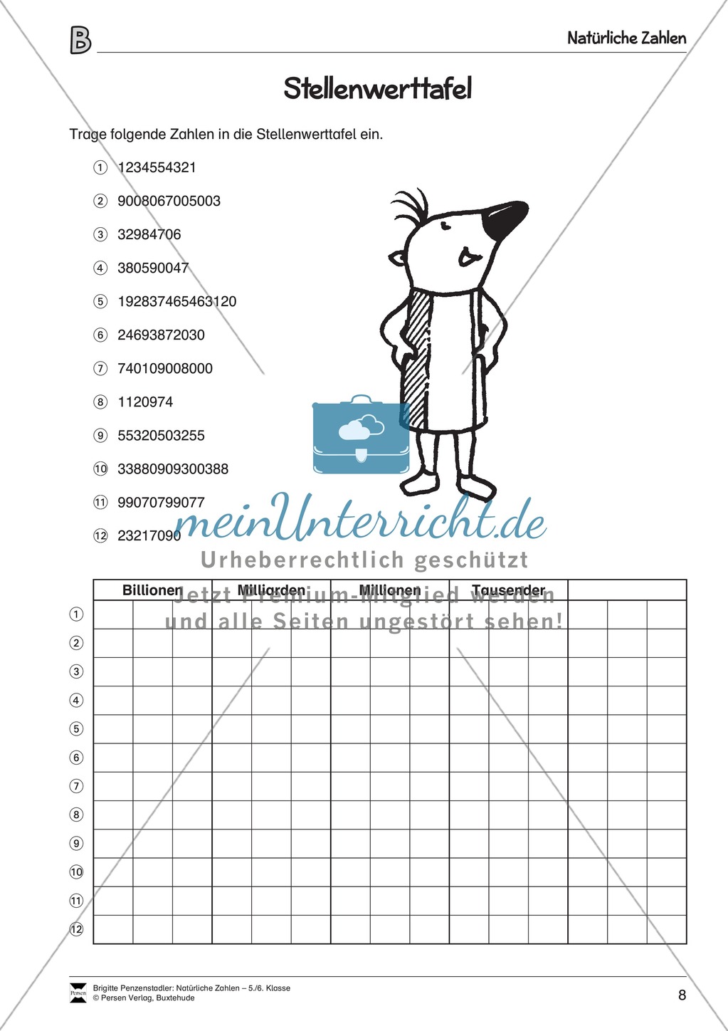 Natürliche Zahlen - Übungen mit der Stellenwerttafel Preview 5