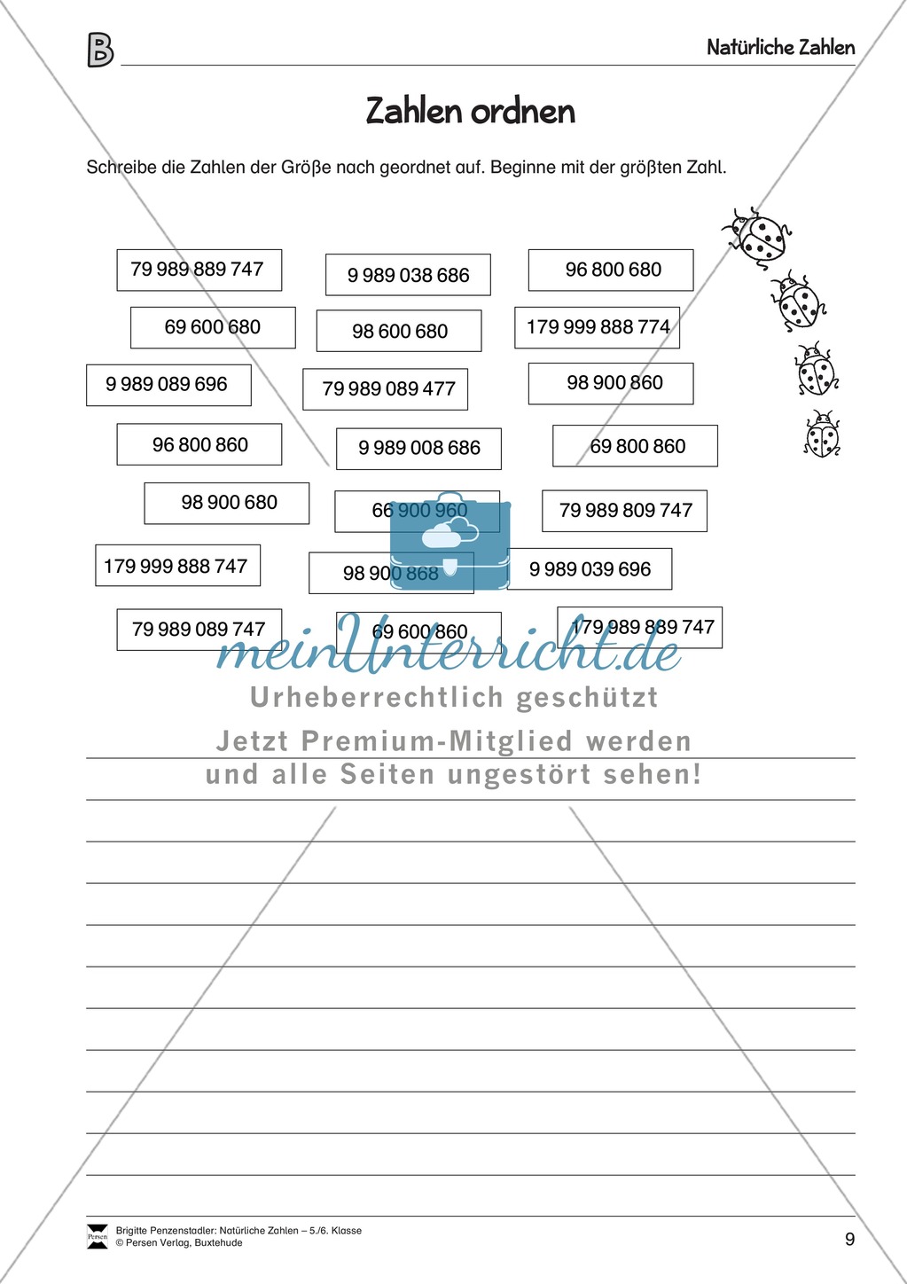 Natürliche Zahlen - Zahlen der Größe nach ordnen Preview 2