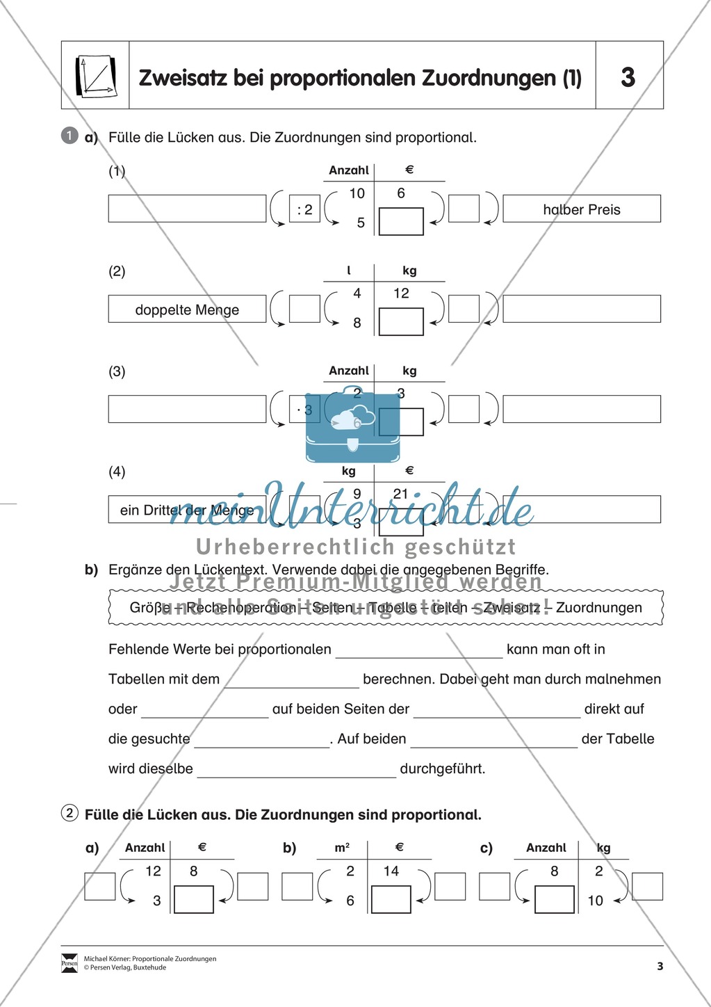 Zweisatz bei proportionalen Zuordnungen Preview 1