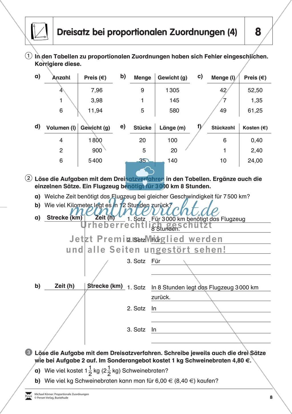 Dreisatz bei proportionalen Zuordnungen Preview 4