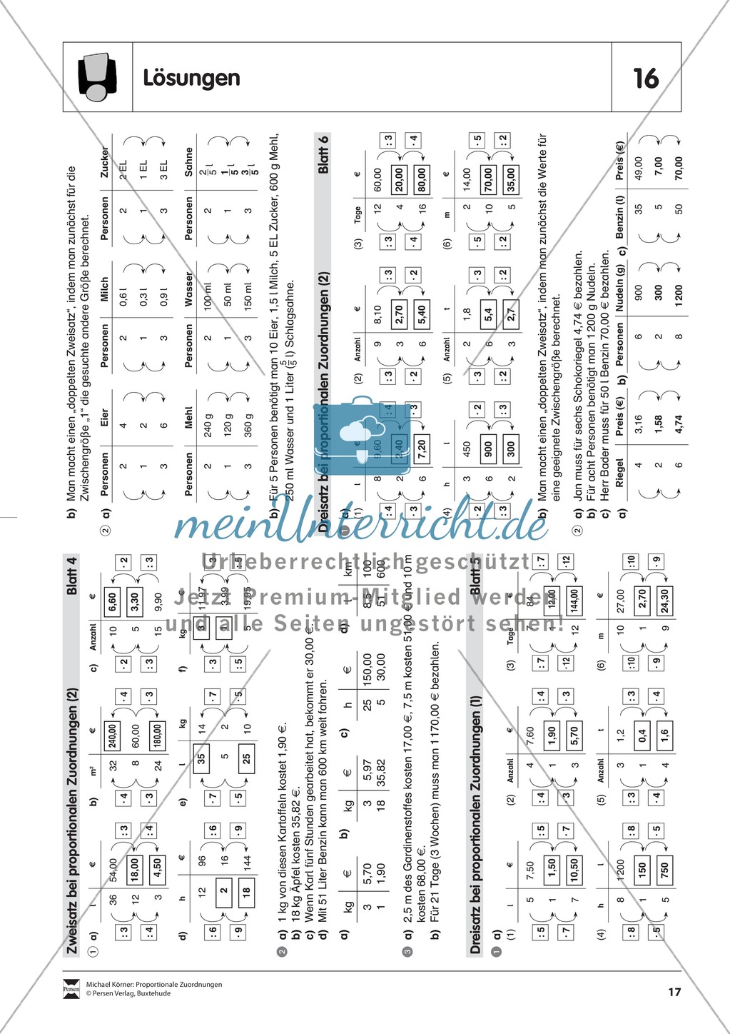 Dreisatz bei proportionalen Zuordnungen Preview 5