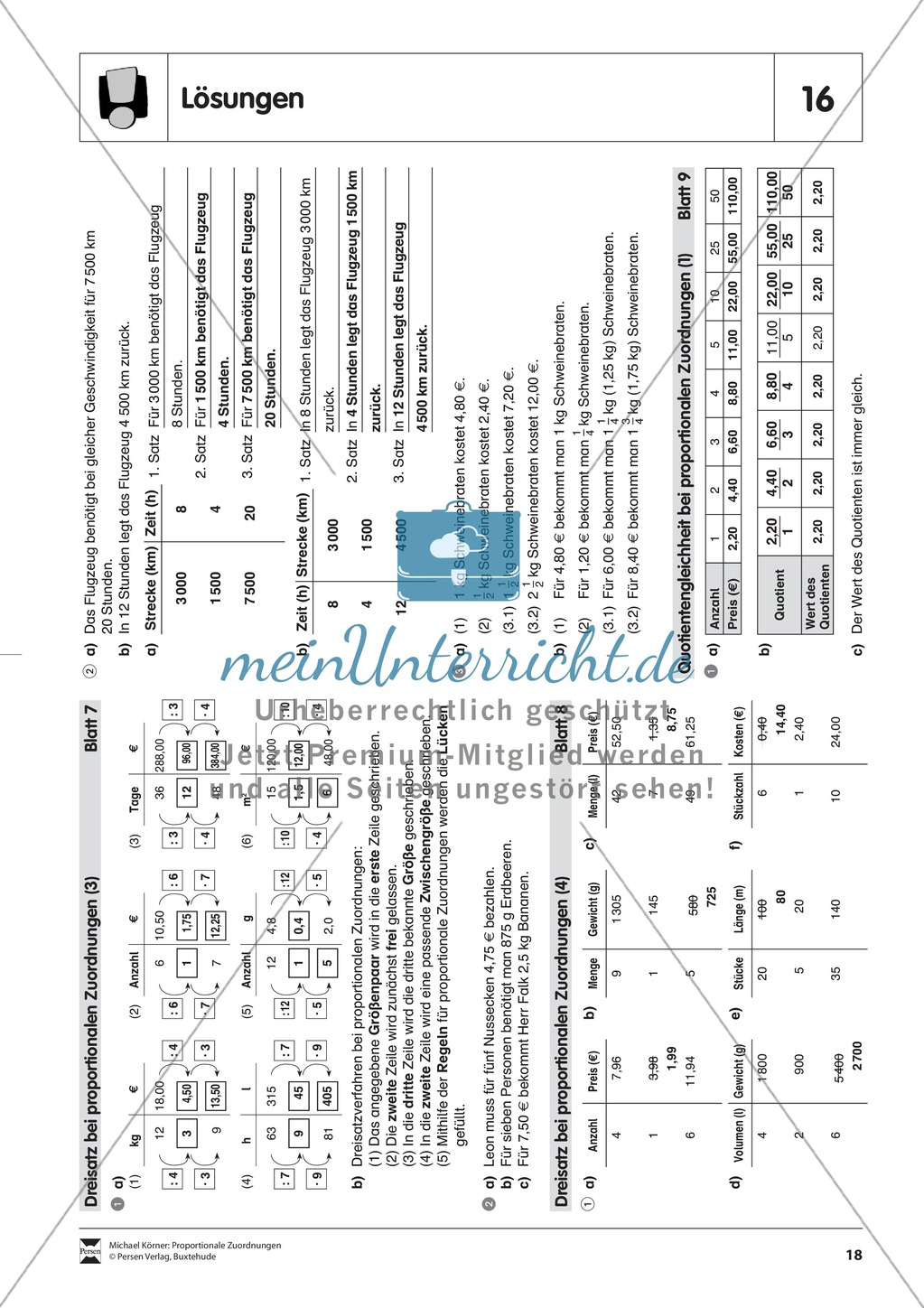 Dreisatz bei proportionalen Zuordnungen Preview 6
