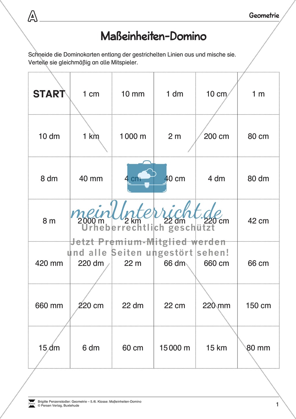 Maßeinheiten-Domino - Übung zum Umrechnen von Einheiten Preview 1