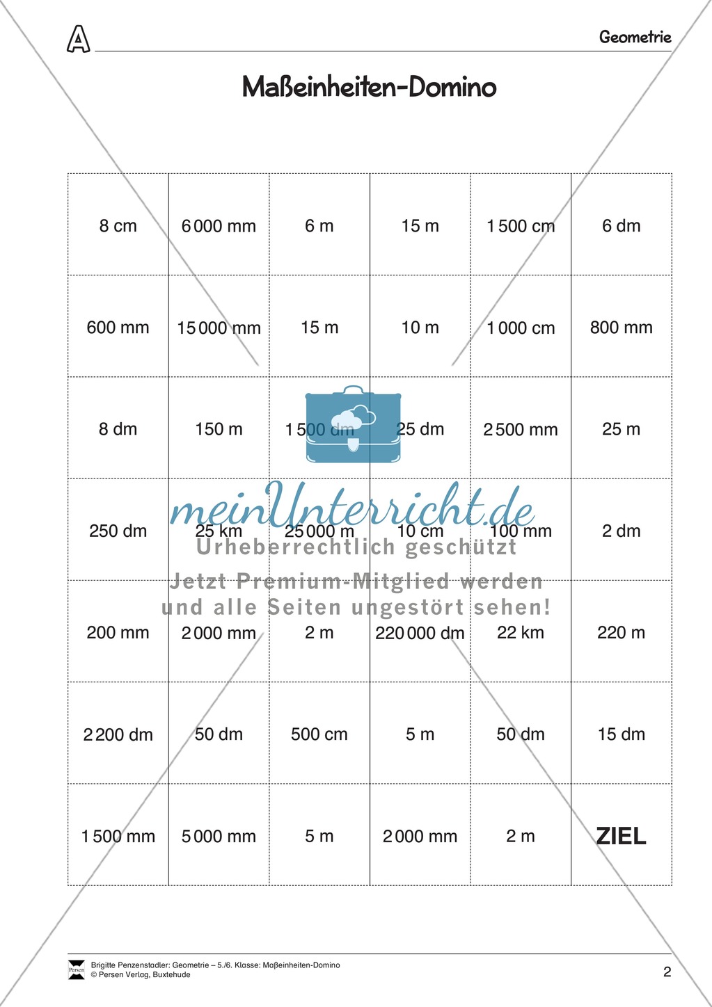 Maßeinheiten-Domino - Übung zum Umrechnen von Einheiten Preview 2