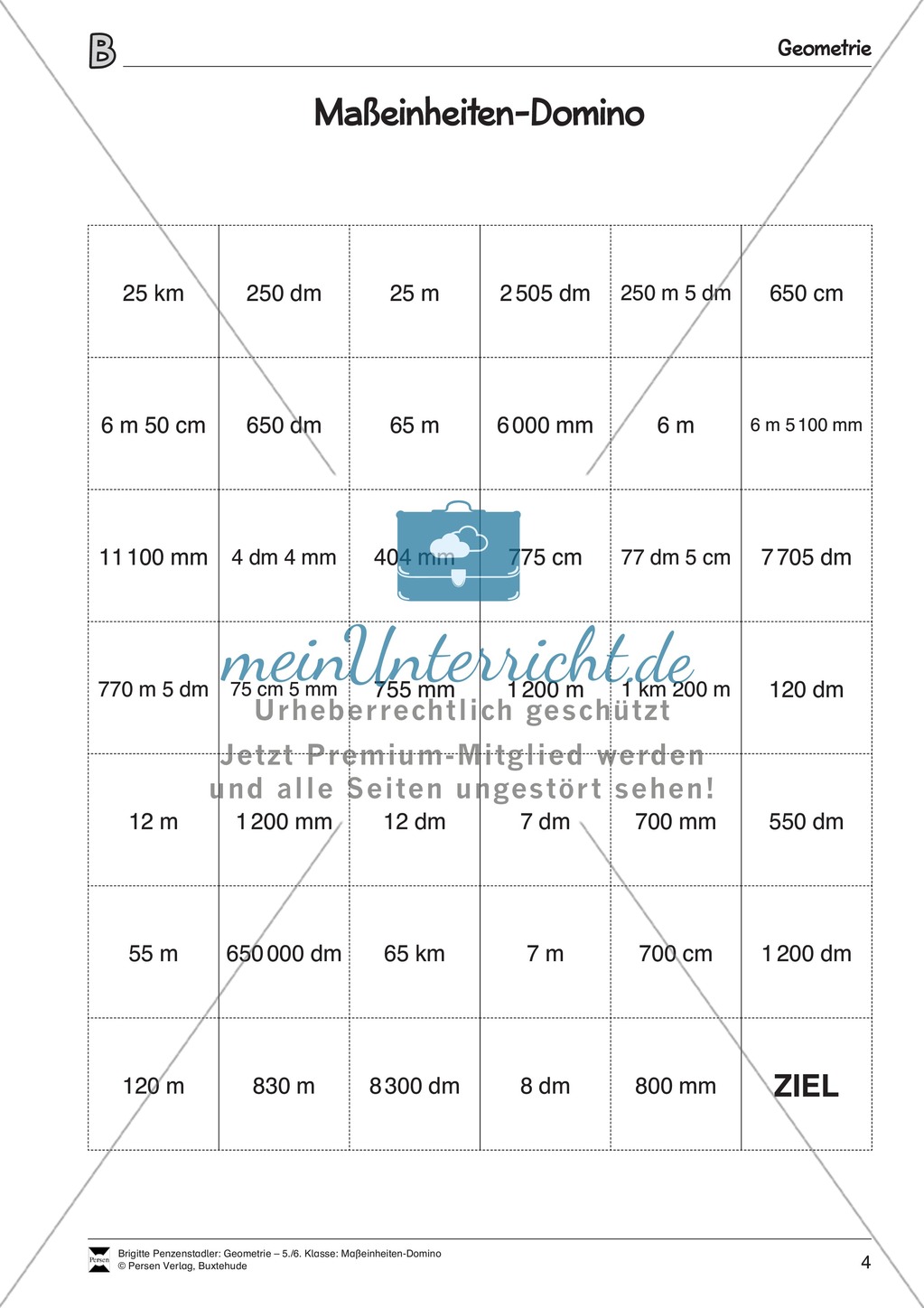 Maßeinheiten-Domino - Übung zum Umrechnen von Einheiten Preview 4