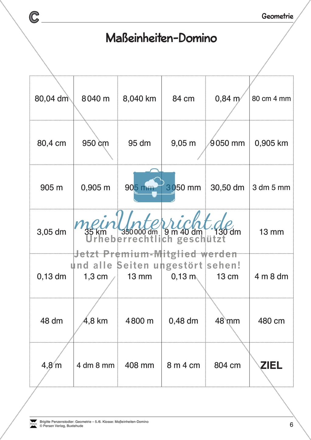 Maßeinheiten-Domino - Übung zum Umrechnen von Einheiten Preview 6