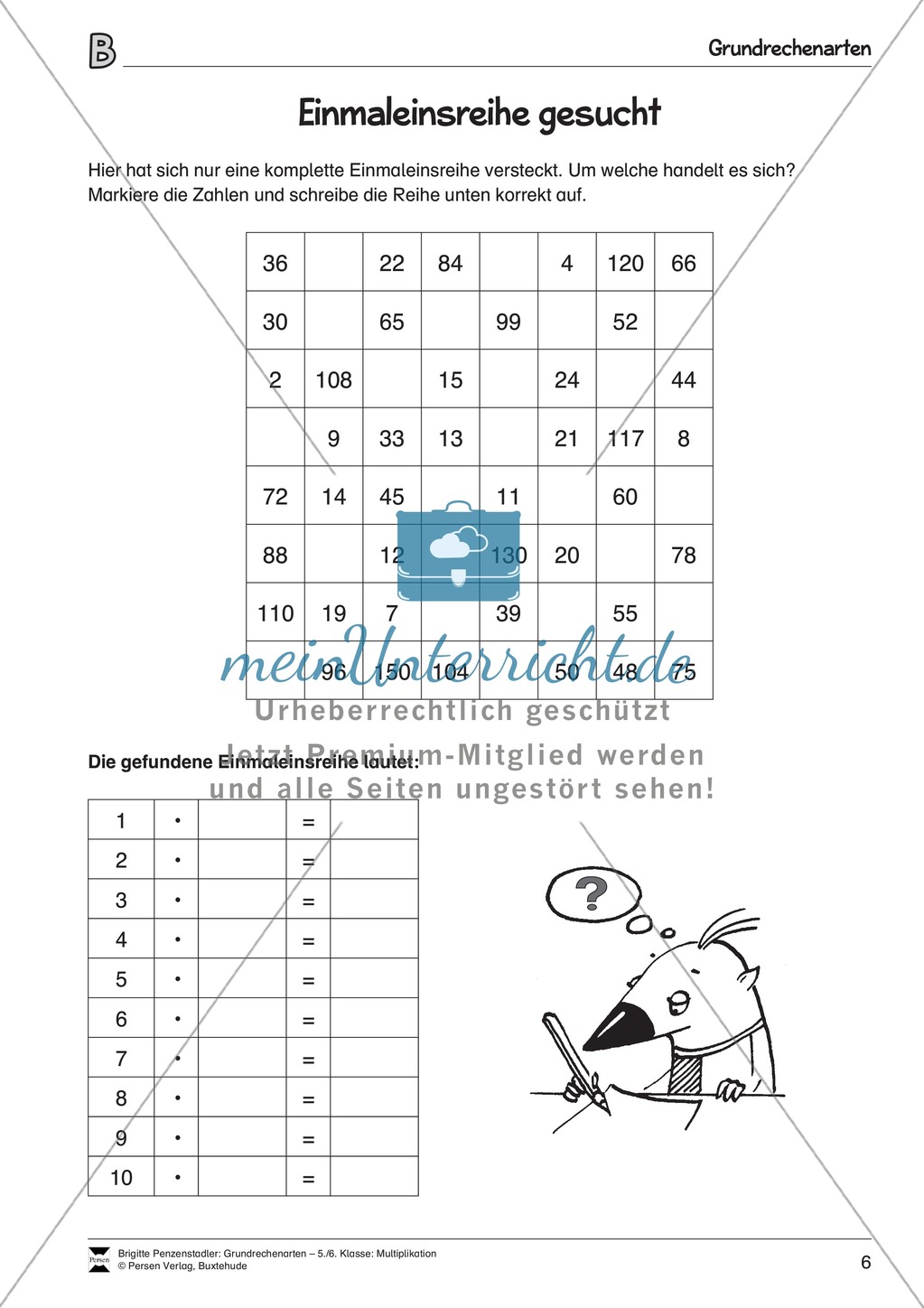 Übungen zum großen Einmaleins Preview 2