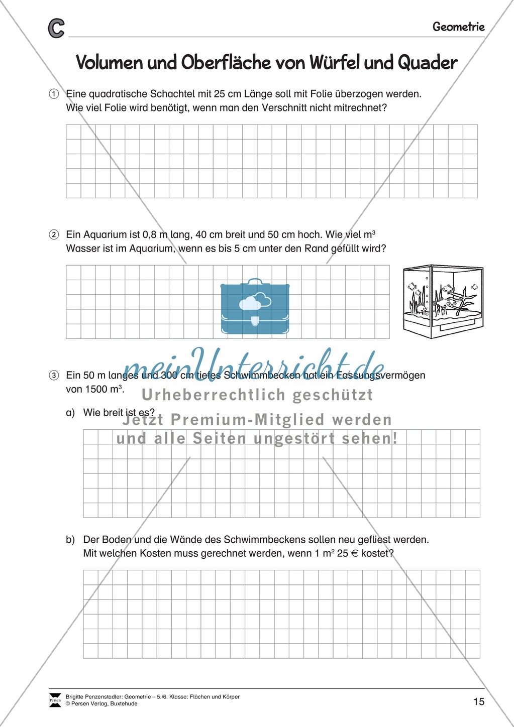 Volumen und Oberfläche von Würfel und Quader Preview 3