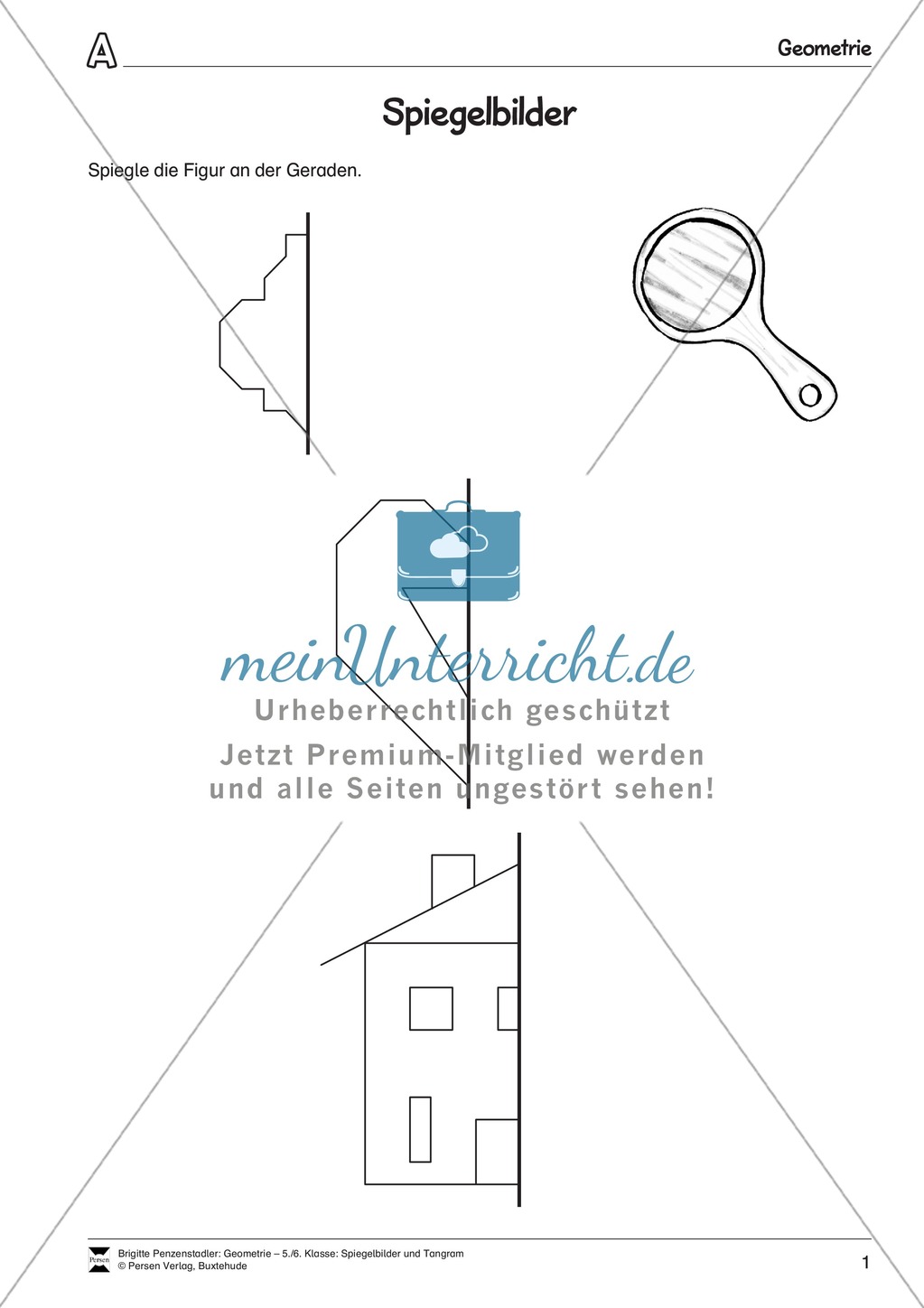 Spielgelbilder - Figuren durch Spiegelung vervollständigen Preview 1