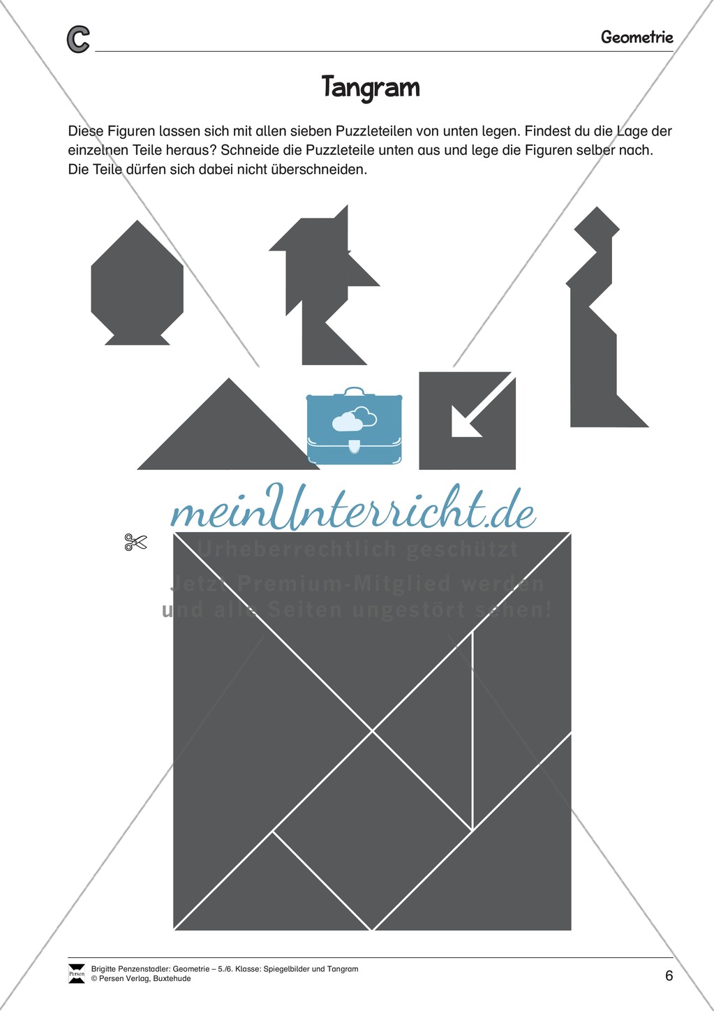 Tangram - verschiedene Figuren aus geometrischen Formen nachlegen Preview 3