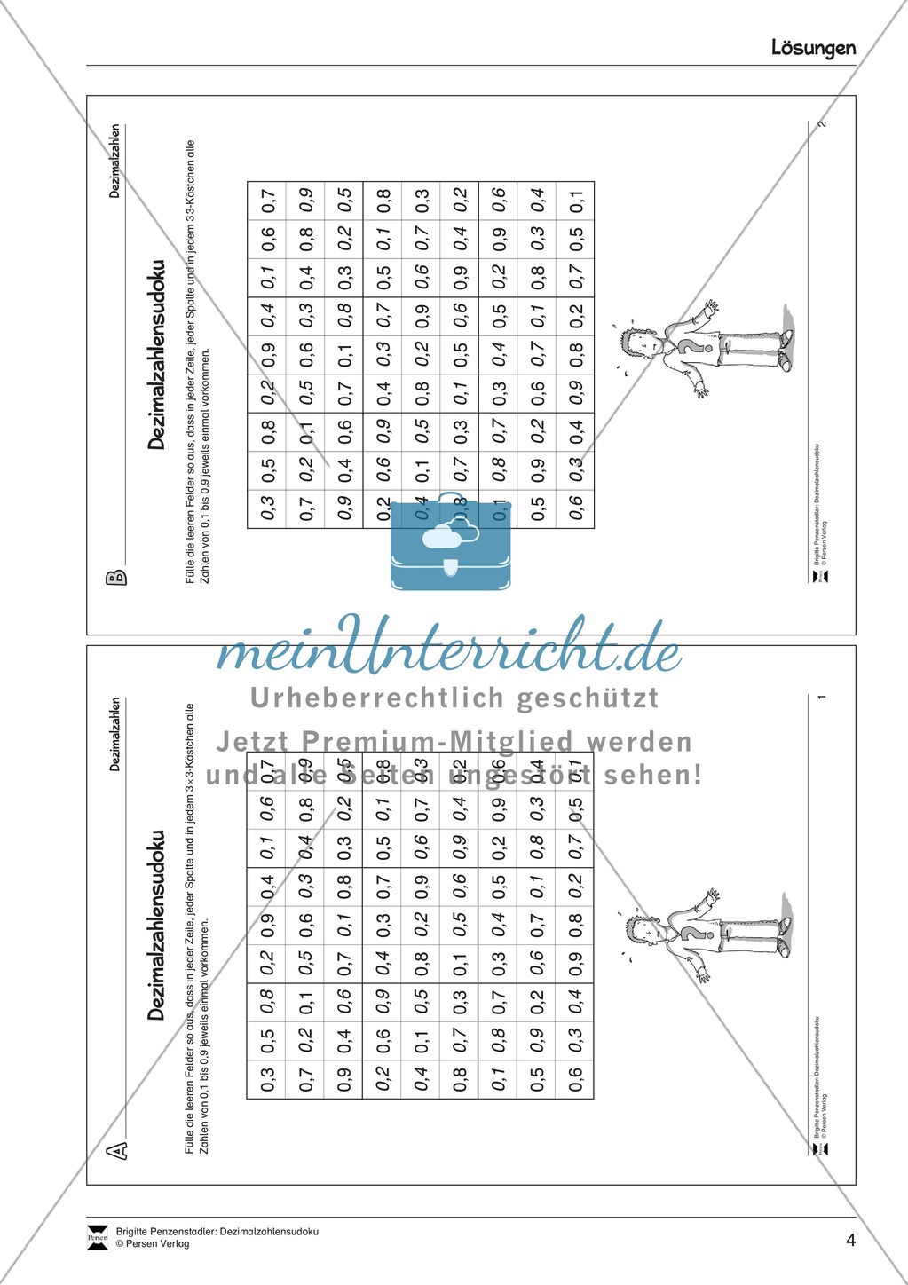 Verschiedene Sodokus mit Dezimalzahlen. Mit Lösungen. Preview 4