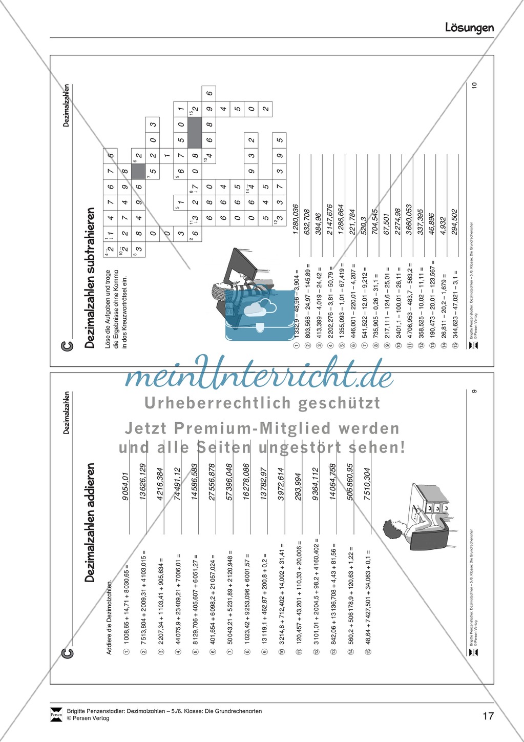 Arithmetik: Übungen zur Addition und Subtraktion von Dezimalzahlen. Mit Lösungen. Preview 9