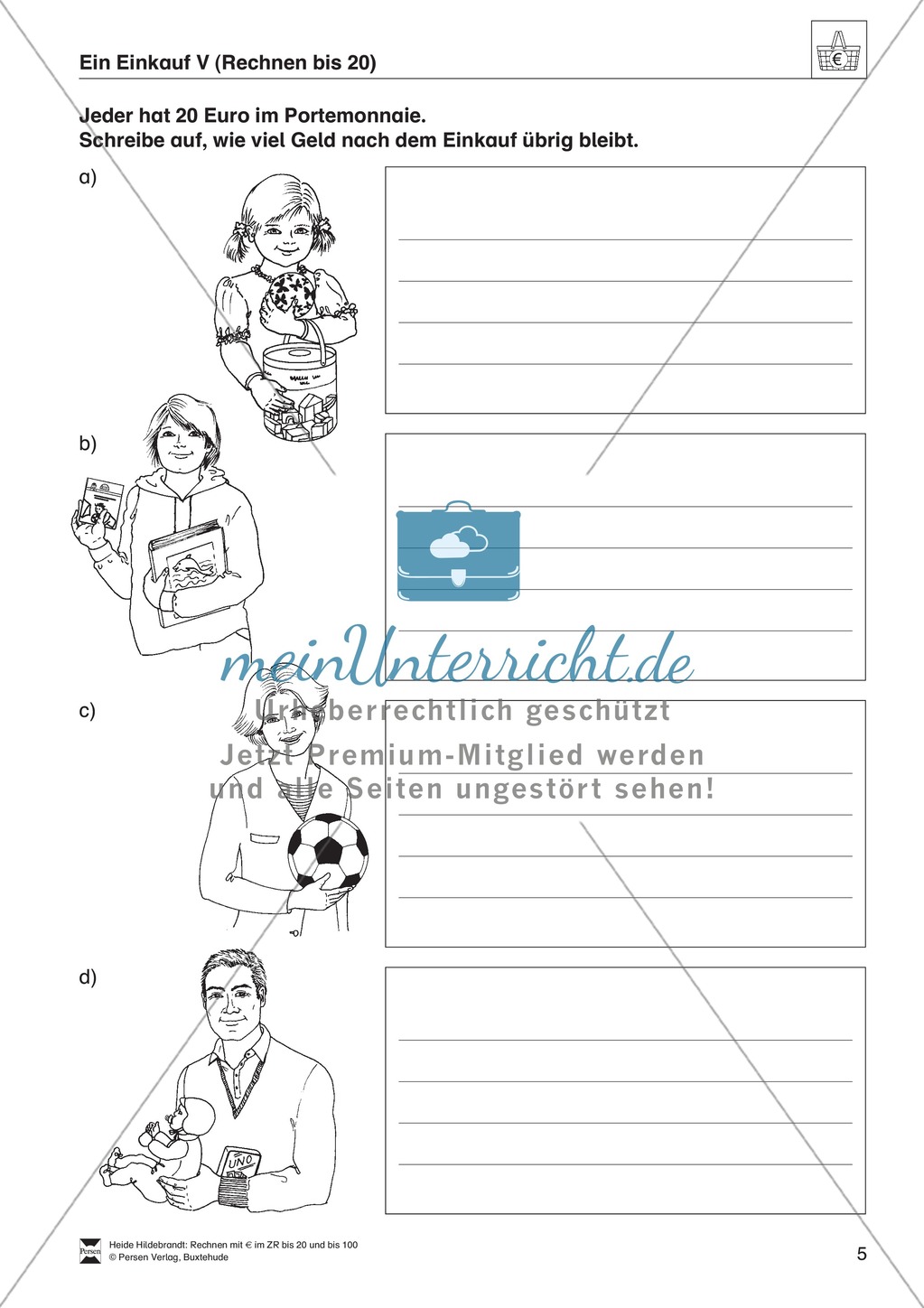 Anschauliche Aufgaben zum Entdecken der Größeneinheit Geld im Zahlenraum bis 100 Preview 5