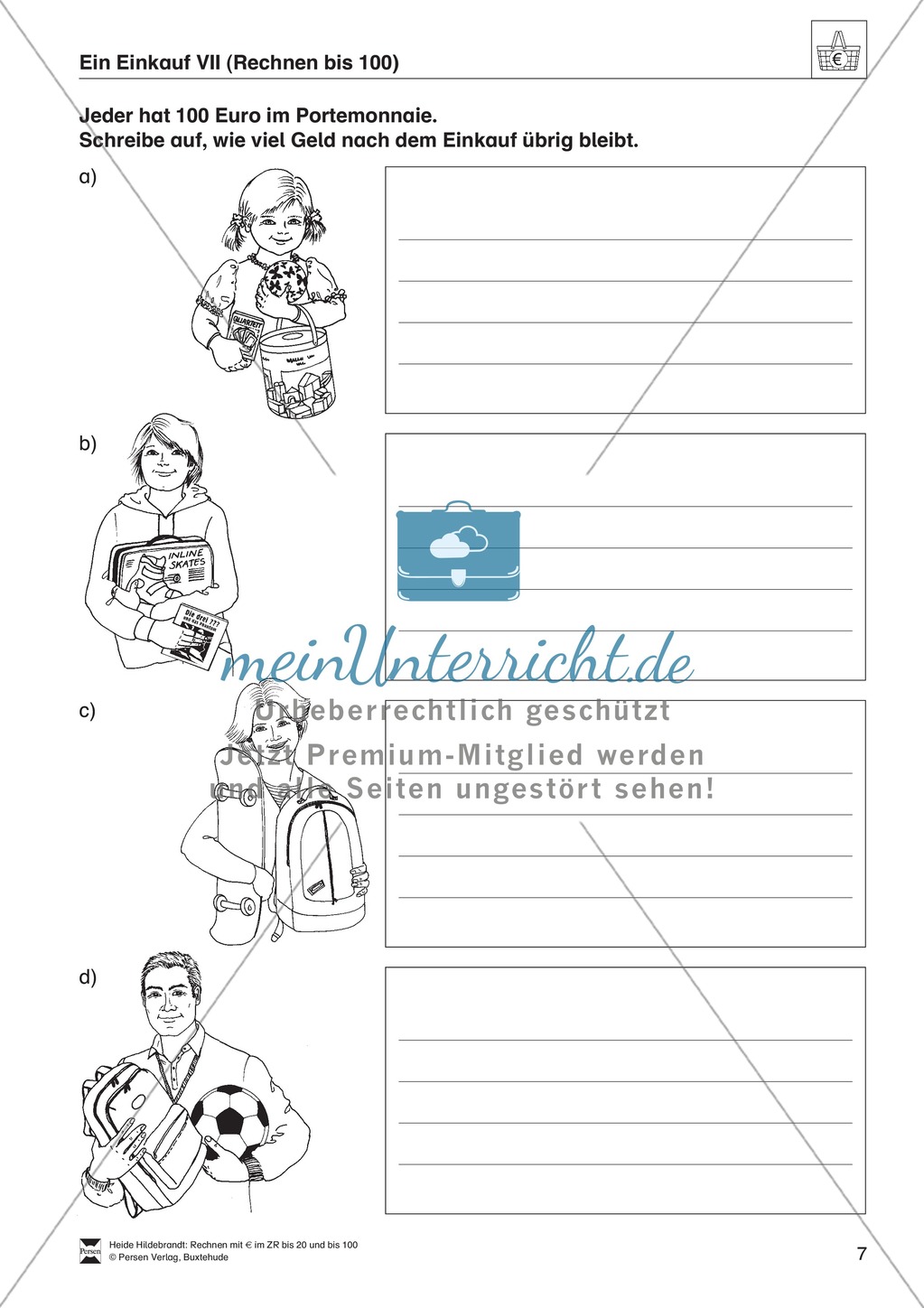 Anschauliche Aufgaben zum Entdecken der Größeneinheit Geld im Zahlenraum bis 100 Preview 7