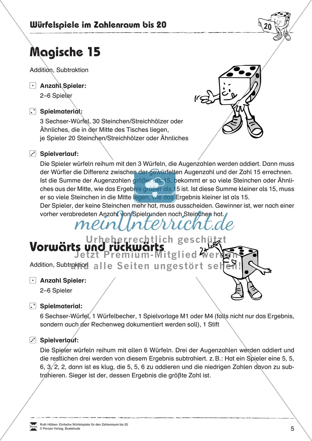 Arithmetik: Würfelspiele zum Thema Addition und Subtraktion Preview 2