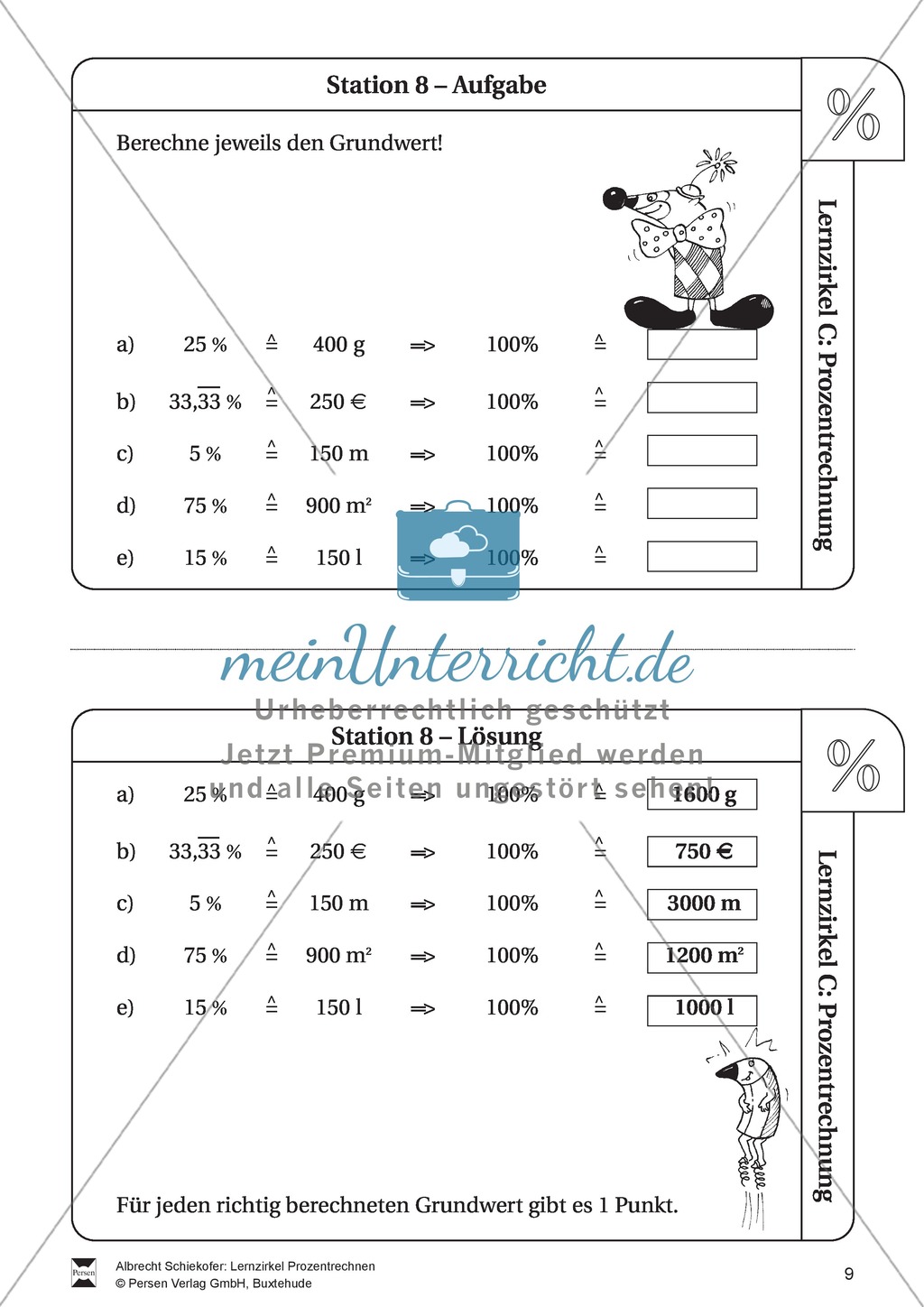 Prozentrechnen: Lernzirkel zur Wiederholung und Festigung des Prozentrechnens Preview 9