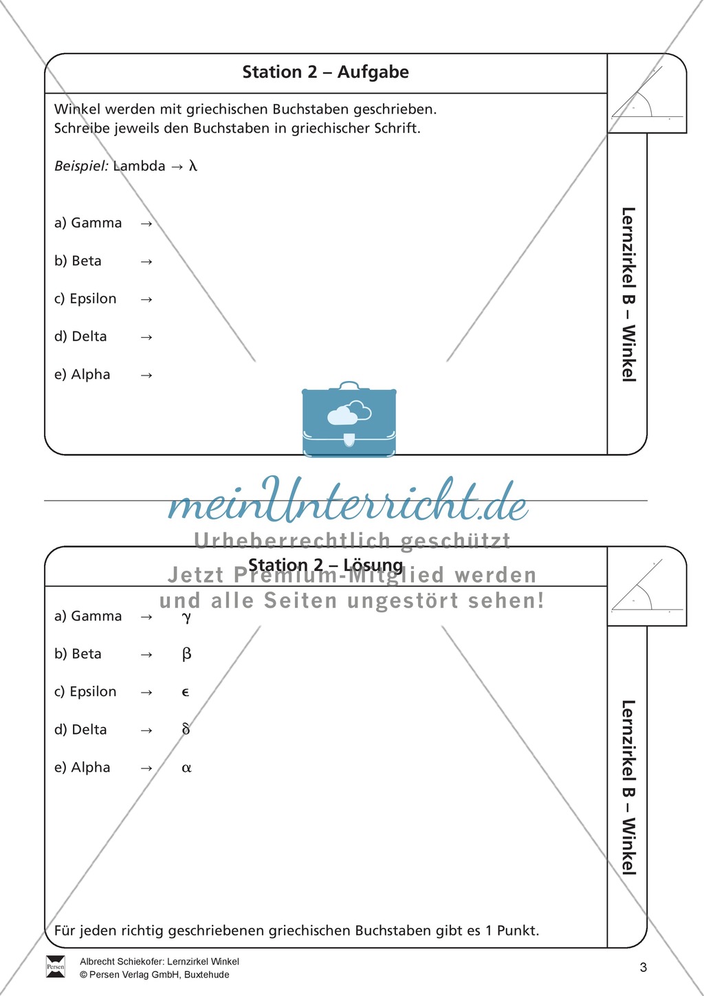 Lernzirkel zu Winkeln: Winkelarten, griechische Buchstaben, Winkel messen und zeichnen, Winkel an Uhr und Windrose Preview 3