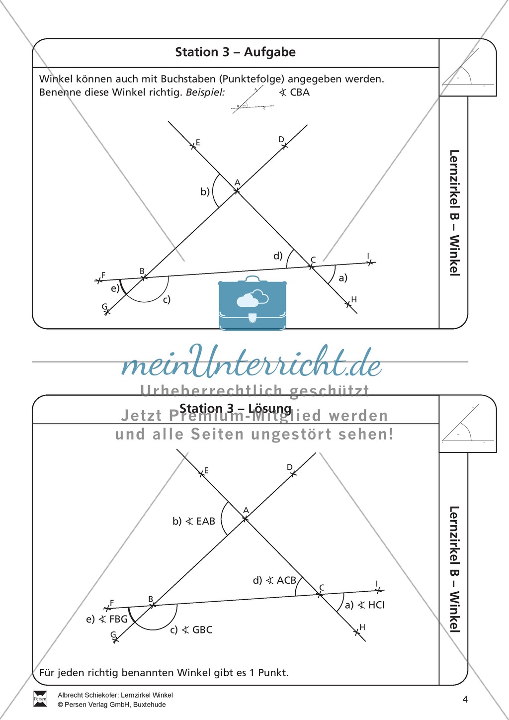 Lernzirkel zu Winkeln: Winkelarten, griechische Buchstaben, Winkel messen und zeichnen, Winkel an Uhr und Windrose Preview 4