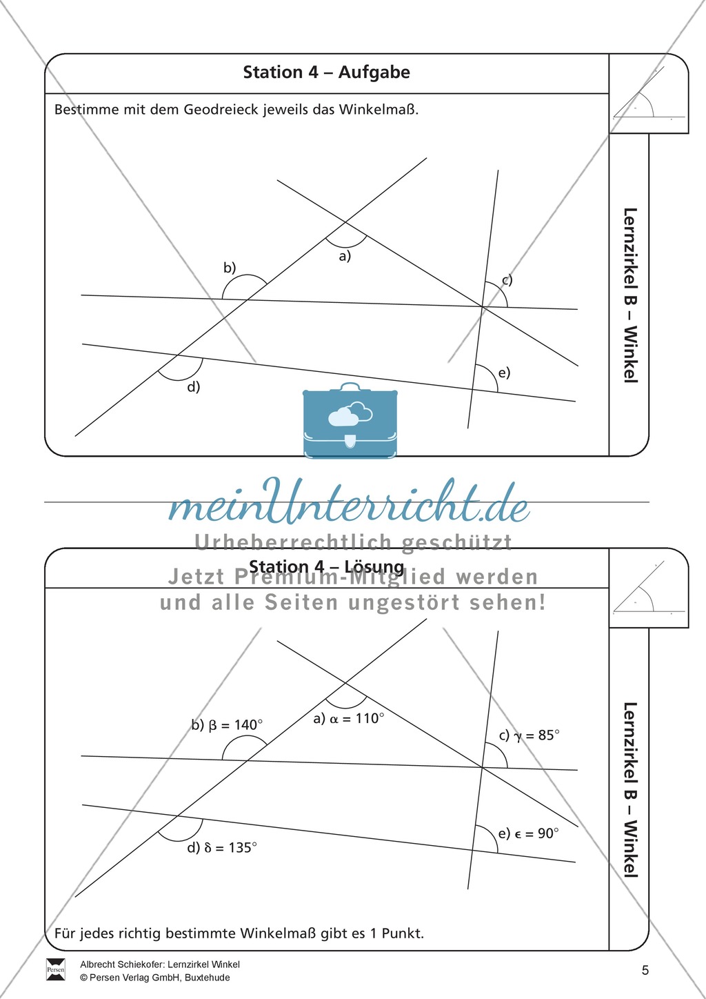Lernzirkel zu Winkeln: Winkelarten, griechische Buchstaben, Winkel messen und zeichnen, Winkel an Uhr und Windrose Preview 5