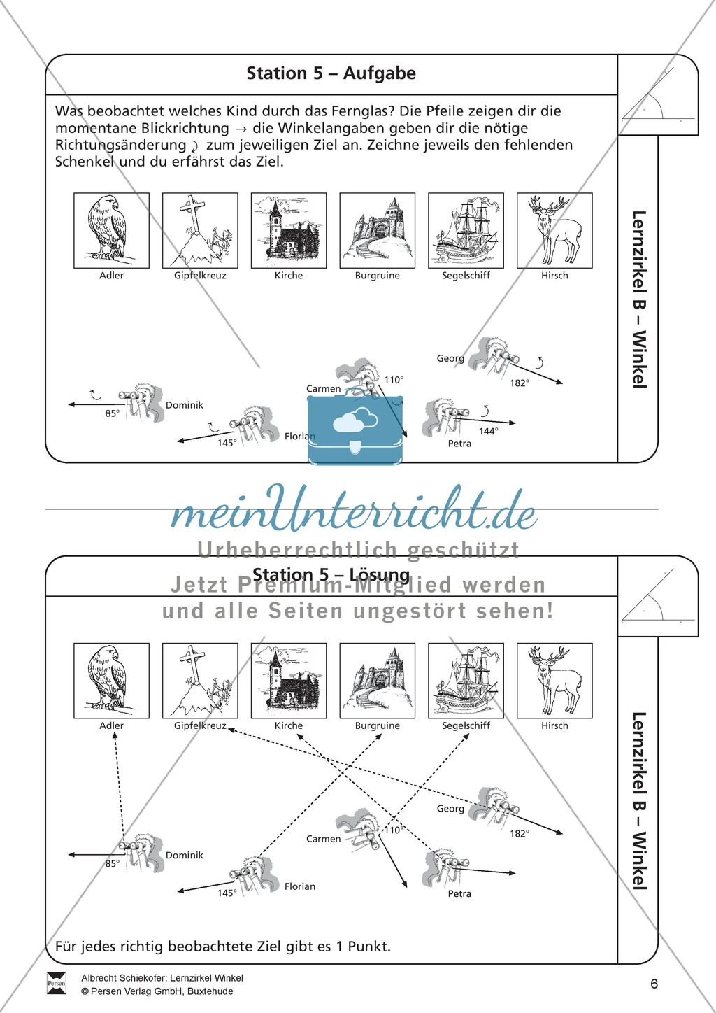 Lernzirkel zu Winkeln: Winkelarten, griechische Buchstaben, Winkel messen und zeichnen, Winkel an Uhr und Windrose Preview 6