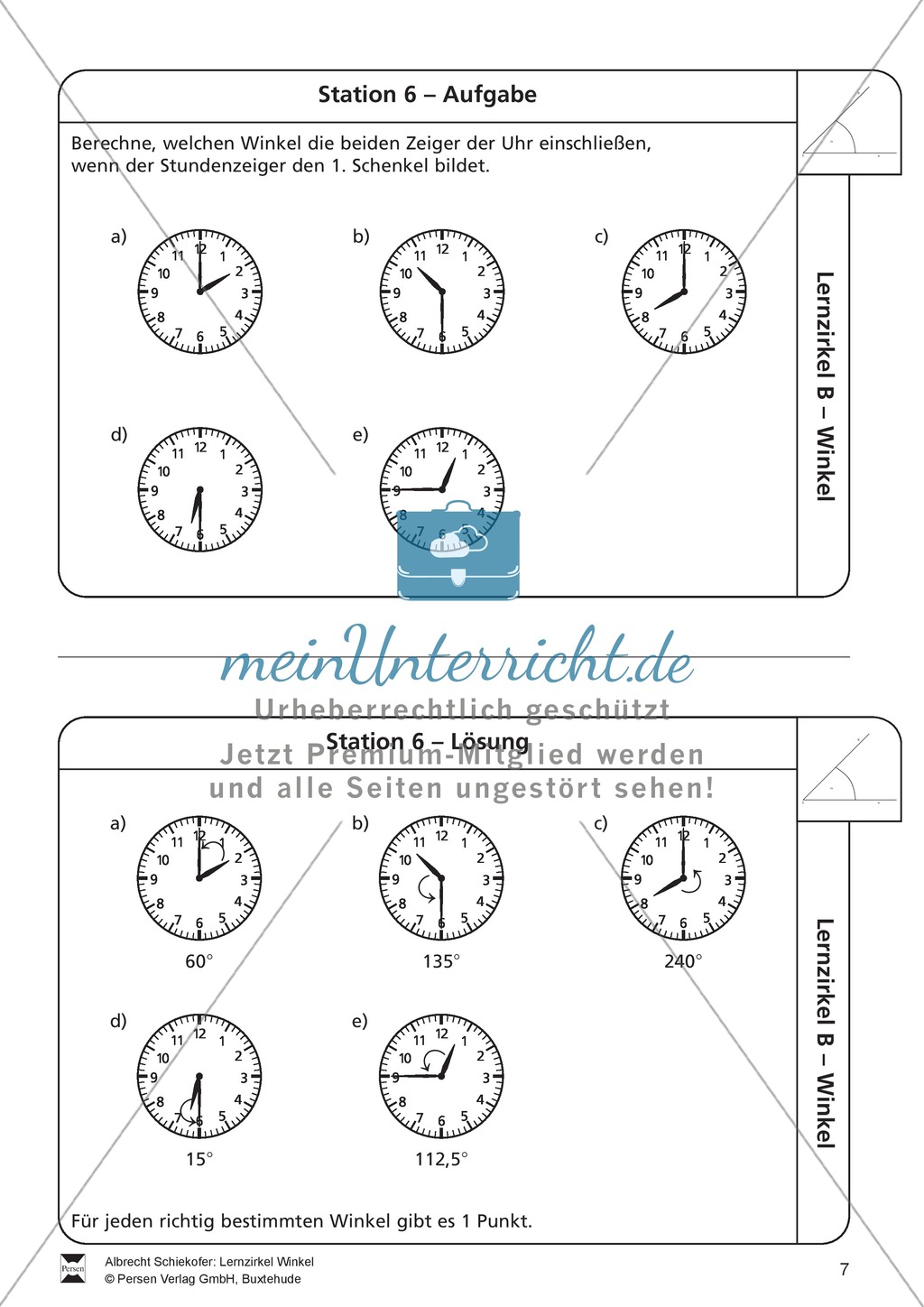 Lernzirkel zu Winkeln: Winkelarten, griechische Buchstaben, Winkel messen und zeichnen, Winkel an Uhr und Windrose Preview 7