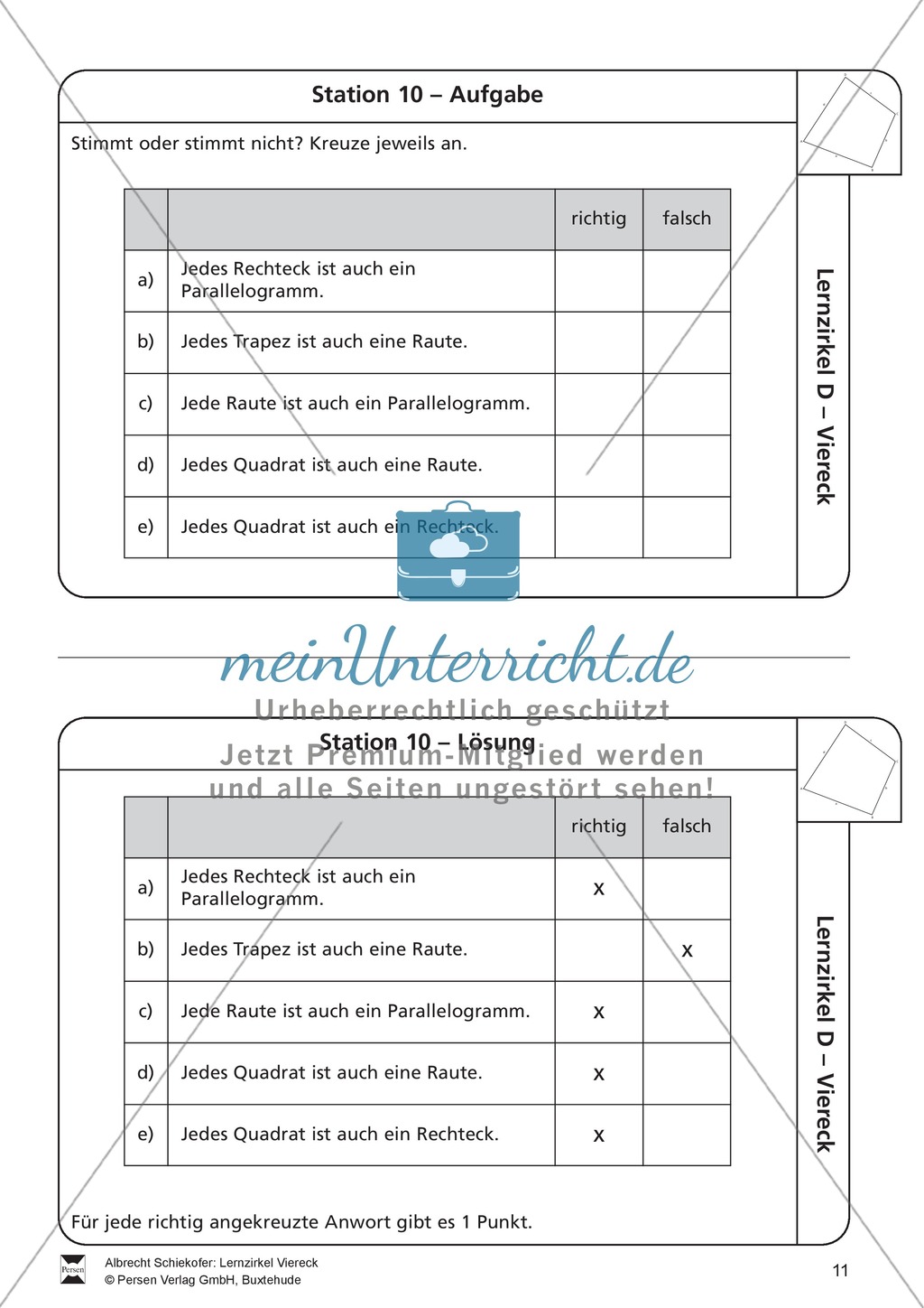Lernzirkel zu Vierecken und anschließendem Arbeitsblatt Preview 11