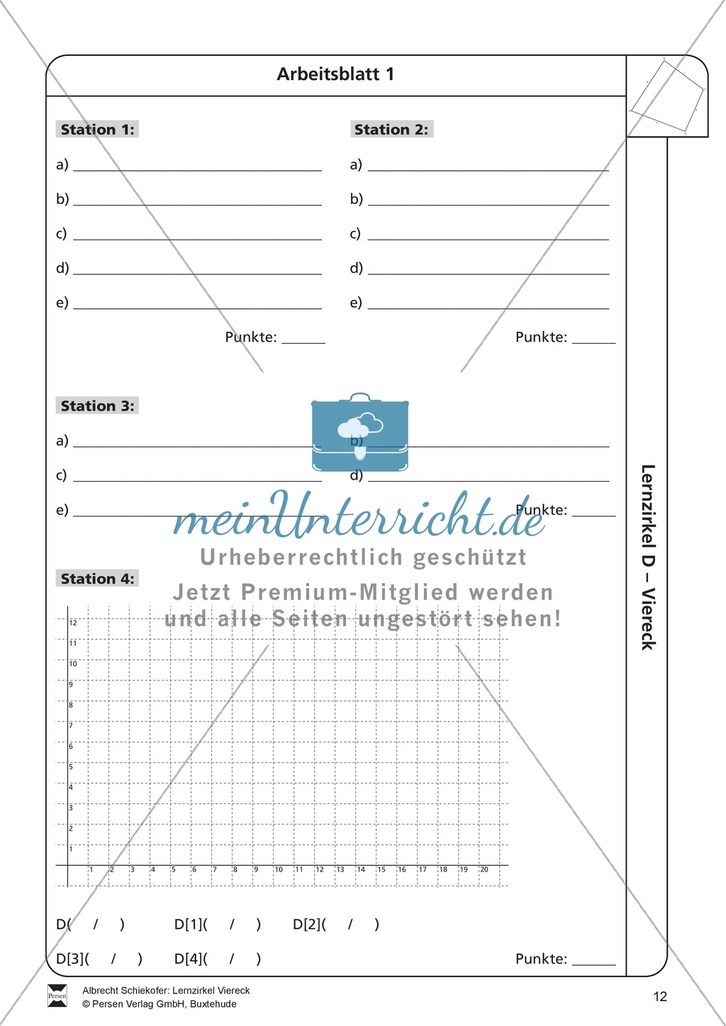 Lernzirkel zu Vierecken und anschließendem Arbeitsblatt Preview 12