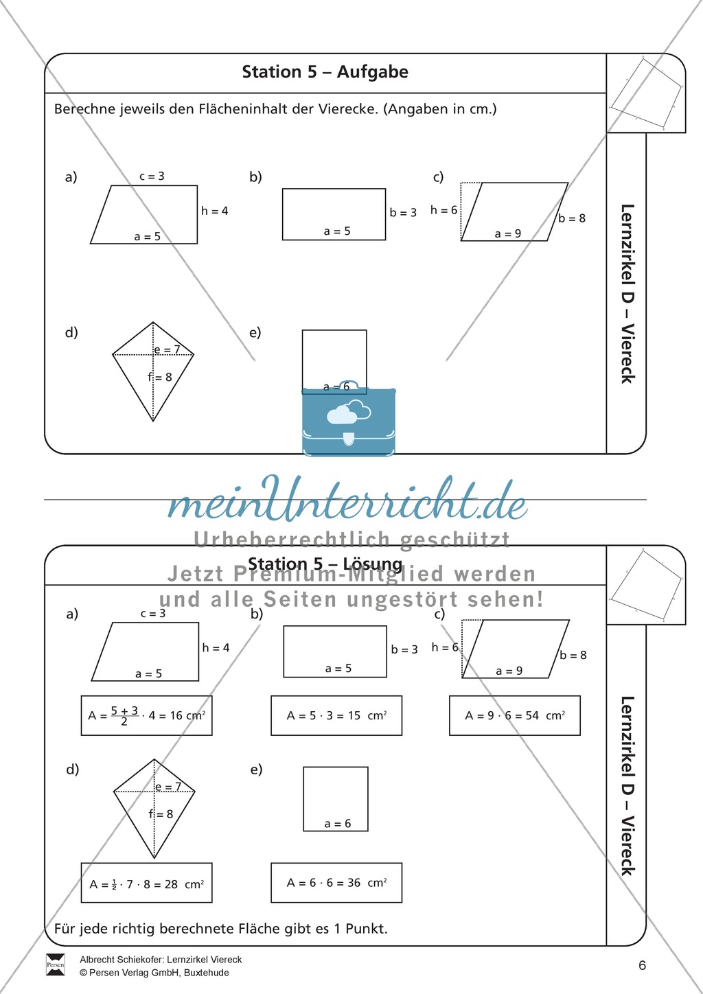 Lernzirkel zu Vierecken und anschließendem Arbeitsblatt Preview 6