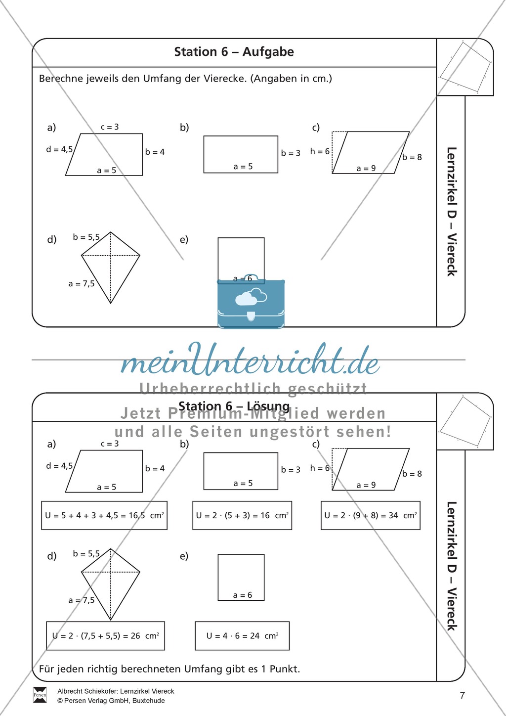 Lernzirkel zu Vierecken und anschließendem Arbeitsblatt Preview 7
