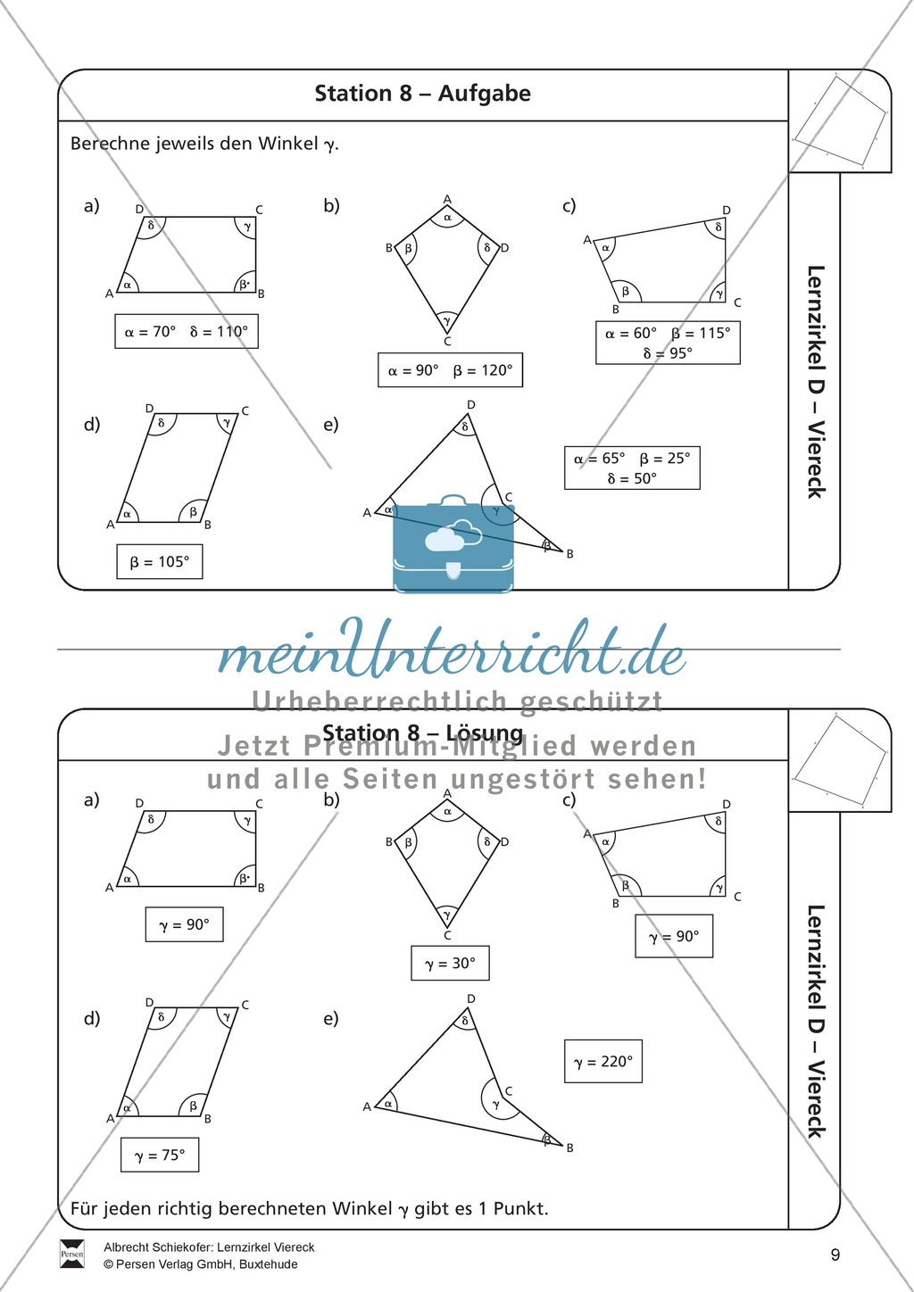 Lernzirkel zu Vierecken und anschließendem Arbeitsblatt Preview 9