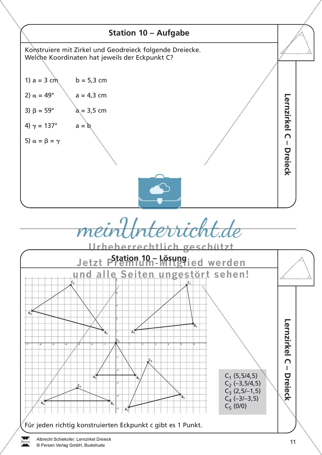 Lernzirkel zu Dreiecken - Arten, Eigenschaften, Berechnung von Größen, Dreieckskonstruktion Preview 11