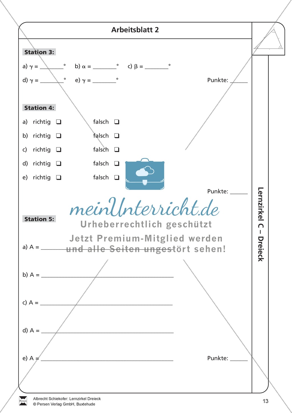 Lernzirkel zu Dreiecken - Arten, Eigenschaften, Berechnung von Größen, Dreieckskonstruktion Preview 13