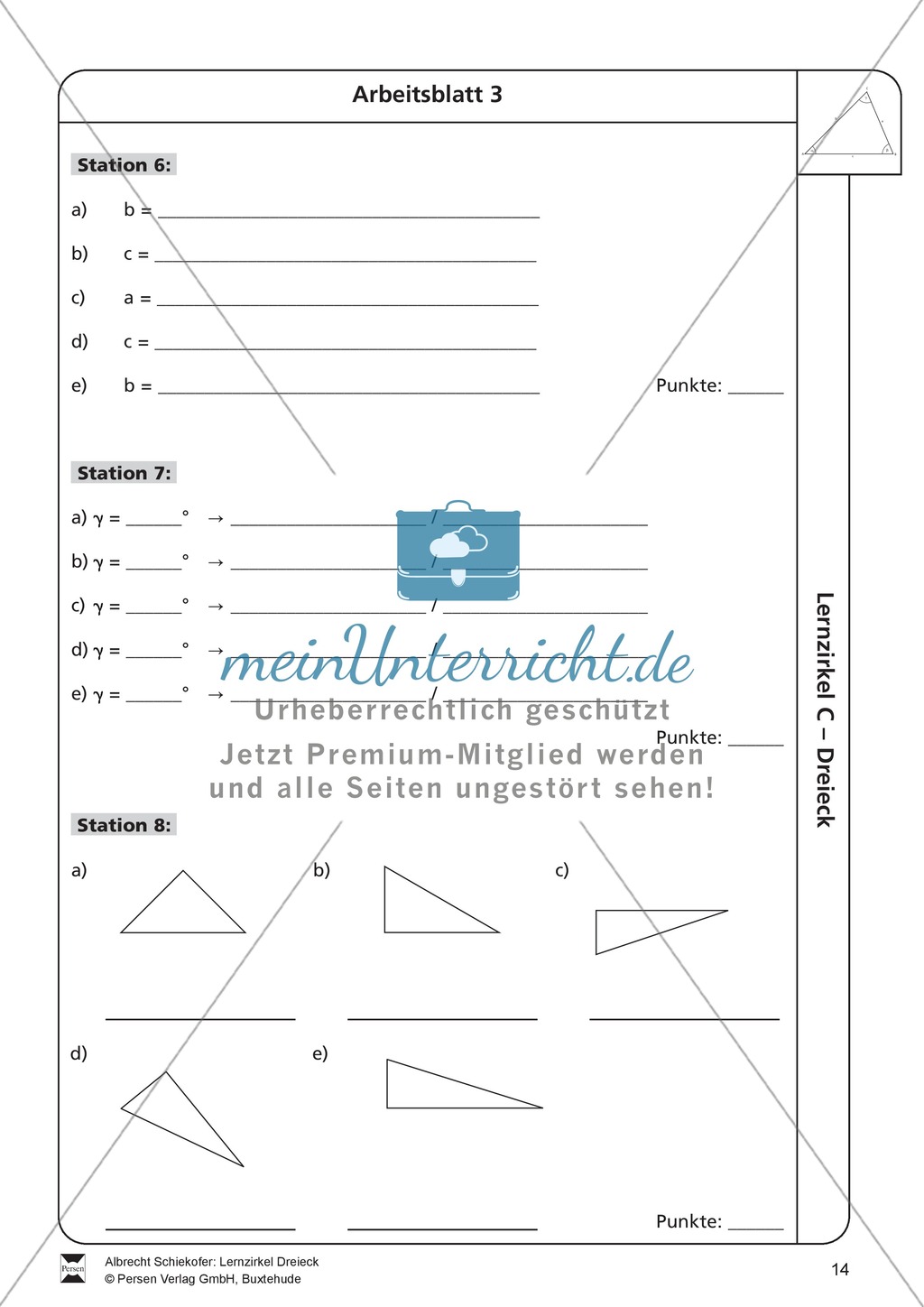 Lernzirkel zu Dreiecken - Arten, Eigenschaften, Berechnung von Größen, Dreieckskonstruktion Preview 14