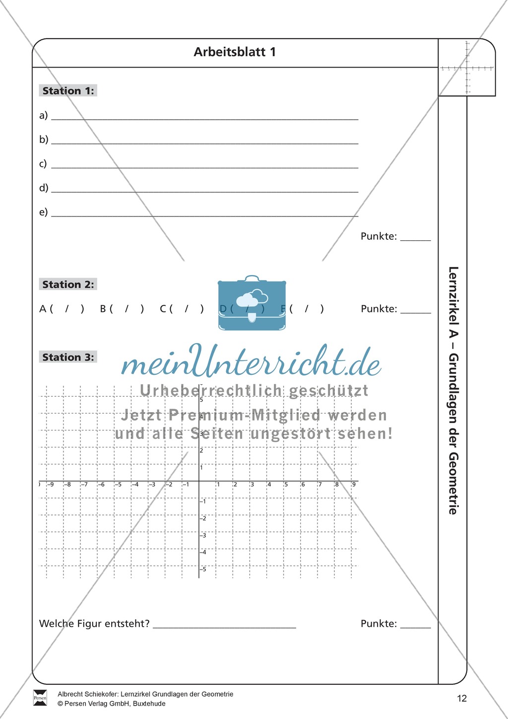 Lernzirkel zu Grundlagen der Geometrie: Koordinatensystem, Spiegelung, Senkrechten und Parallelen, optische Täuschungen Preview 12