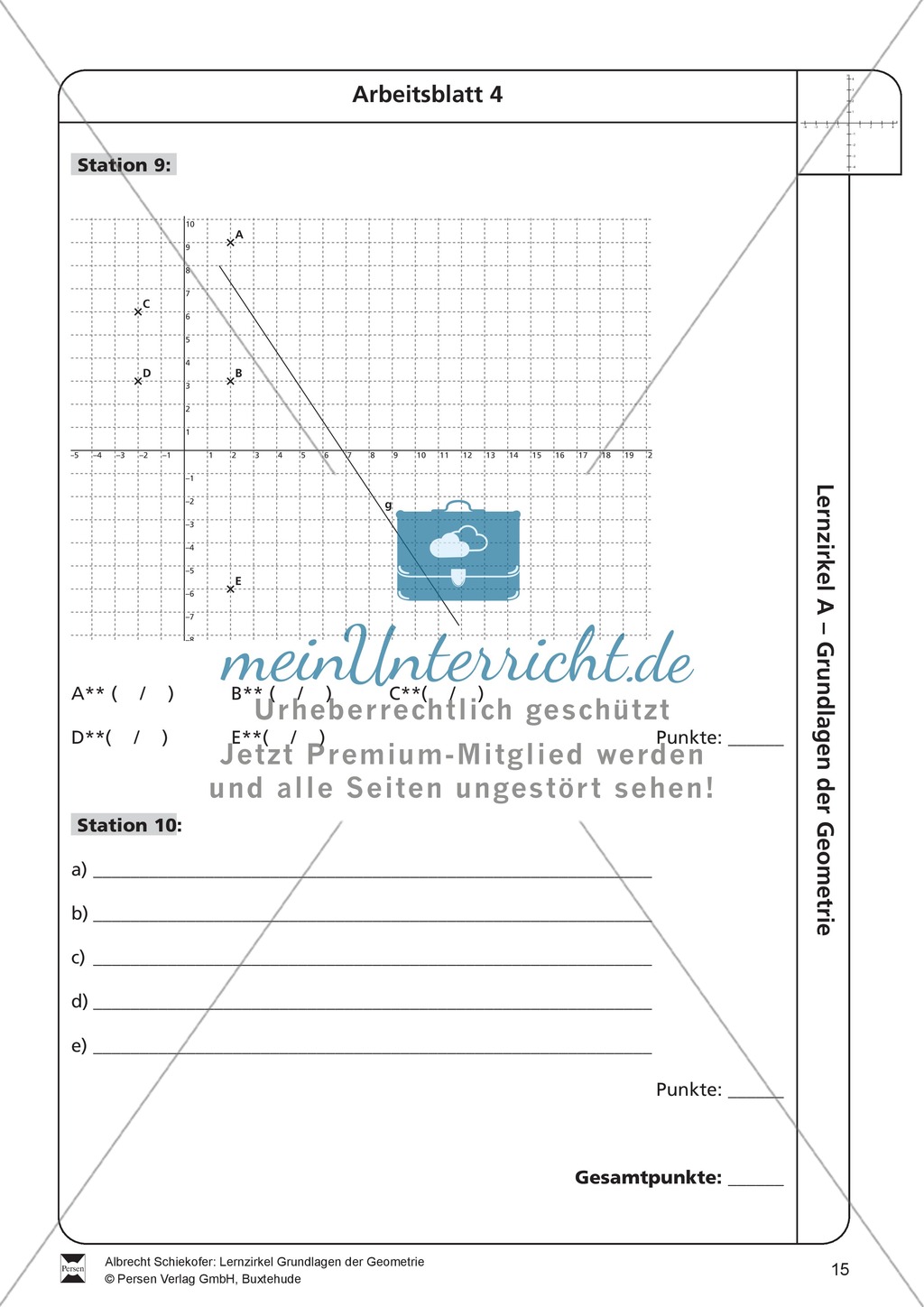 Lernzirkel zu Grundlagen der Geometrie: Koordinatensystem, Spiegelung, Senkrechten und Parallelen, optische Täuschungen Preview 15