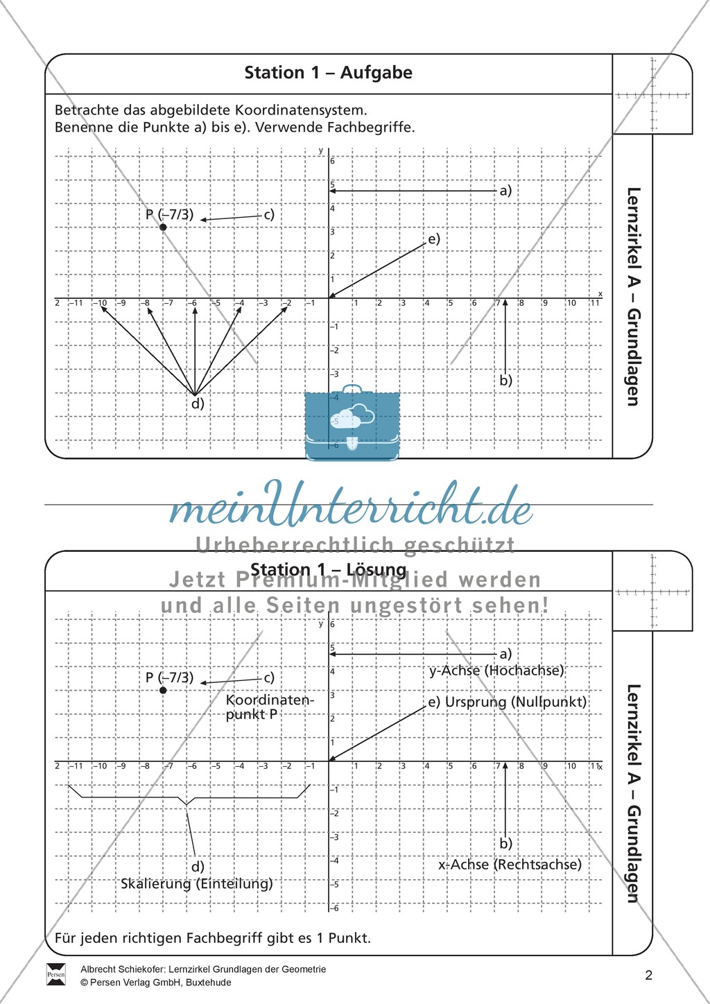 Lernzirkel zu Grundlagen der Geometrie: Koordinatensystem, Spiegelung, Senkrechten und Parallelen, optische Täuschungen Preview 2