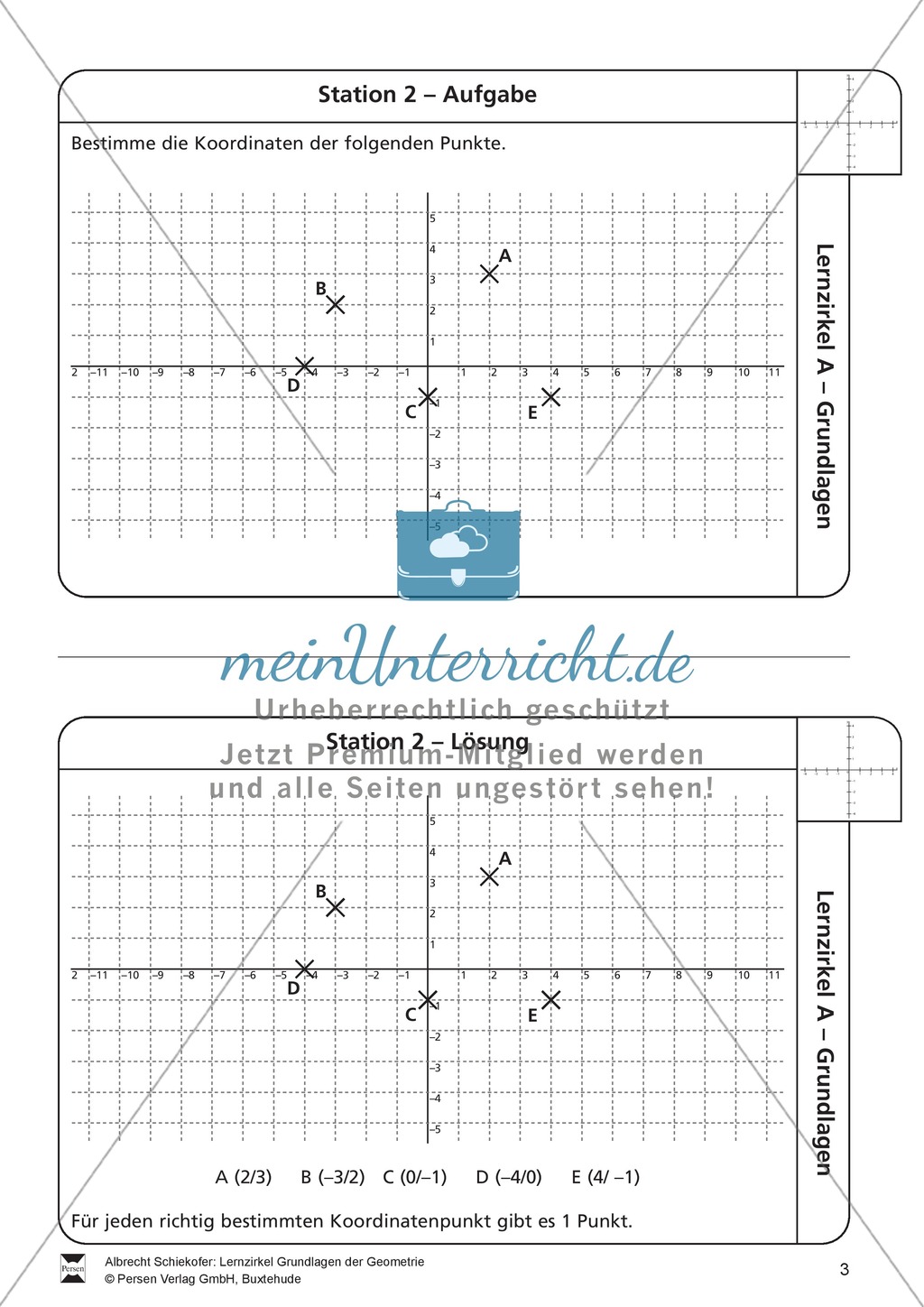 Lernzirkel zu Grundlagen der Geometrie: Koordinatensystem, Spiegelung, Senkrechten und Parallelen, optische Täuschungen Preview 3