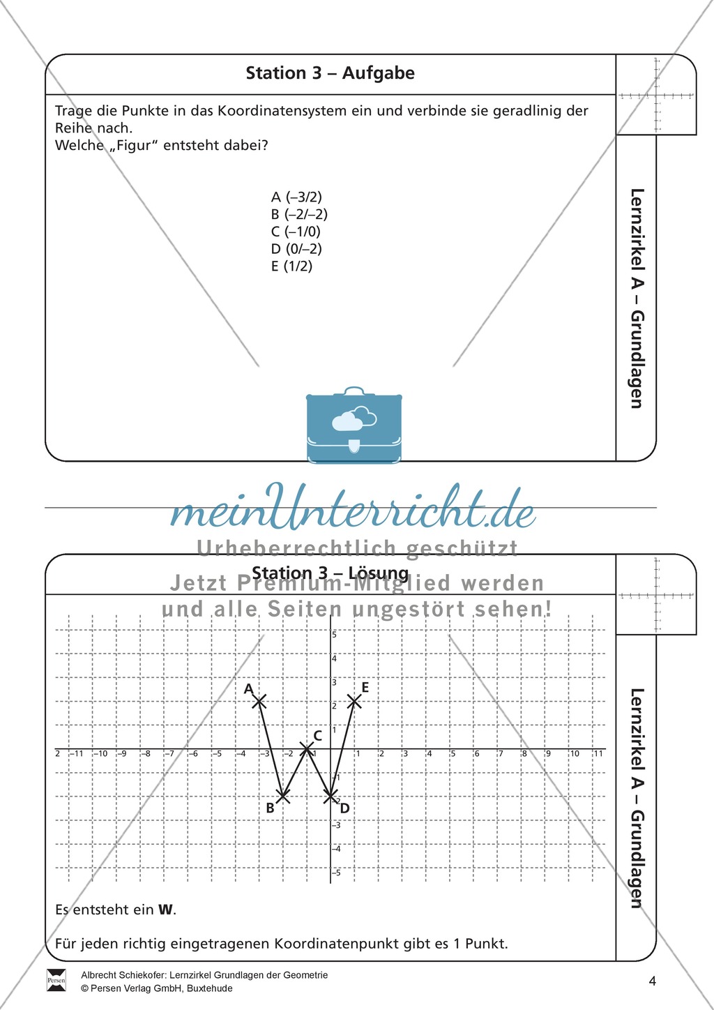 Lernzirkel zu Grundlagen der Geometrie: Koordinatensystem, Spiegelung, Senkrechten und Parallelen, optische Täuschungen Preview 4