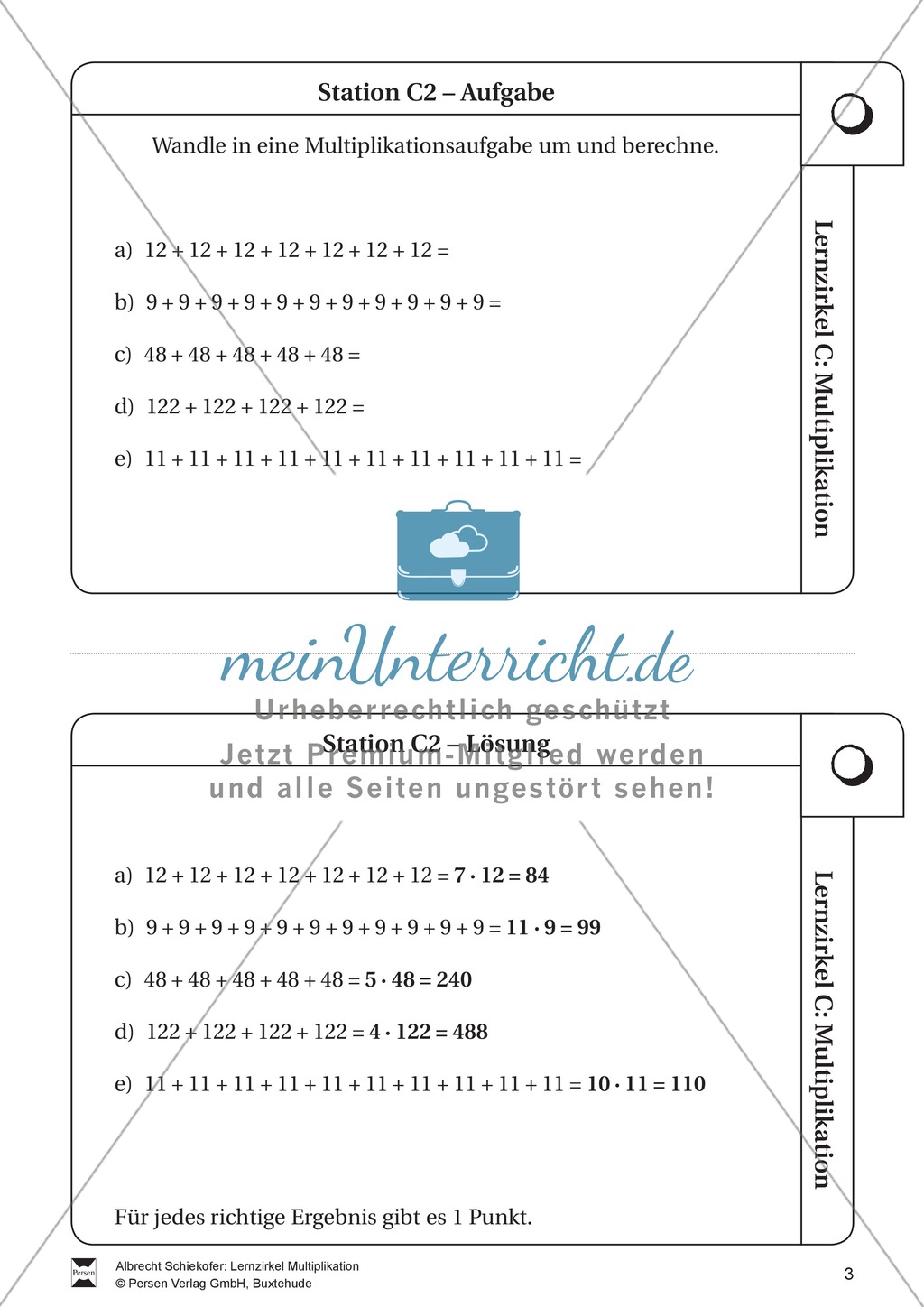 Lernzirkel Multiplikation: Fachausdrücke, Vielfache, Kommasetzen, Primfaktorenzerlegung, Einheiten umrechnen Preview 3